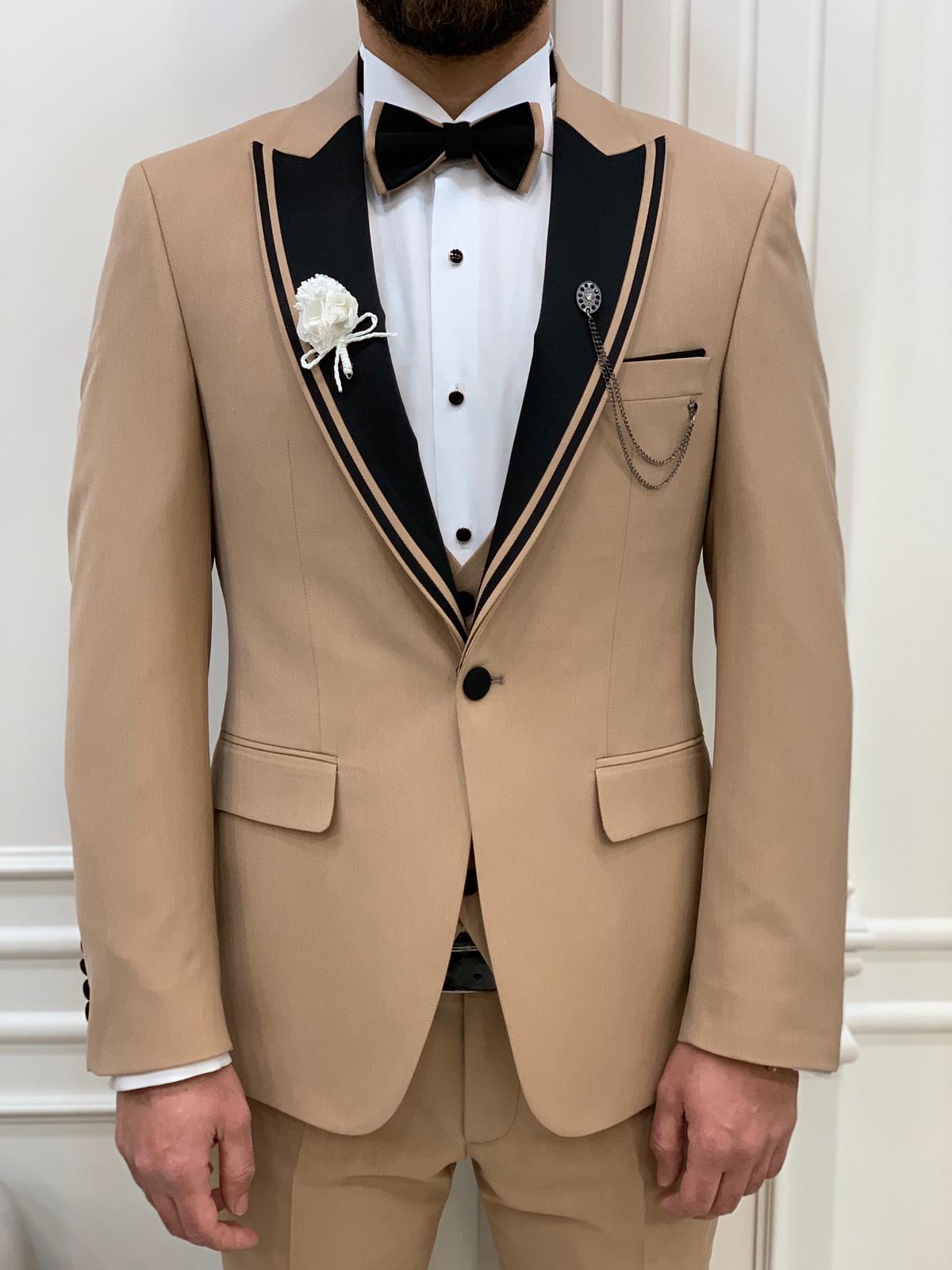 Bojoni Tishko Cream Slim Fit Tuxedo