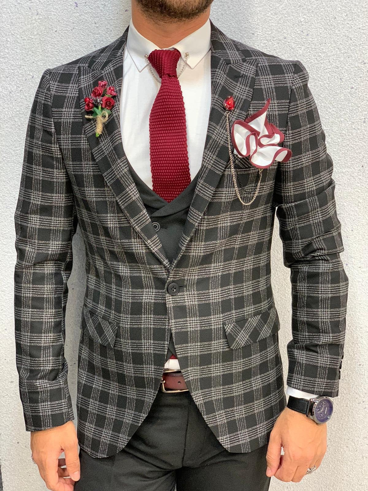 Chris Black Slim Fit Plaid Wool Suit-baagr.myshopify.com-1-BOJONI
