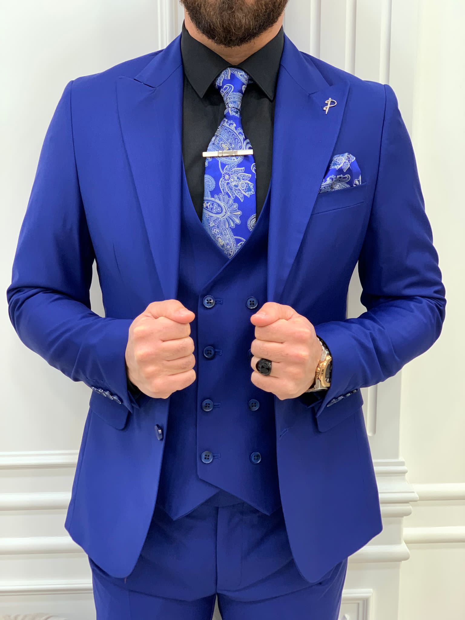 Bojoni Monte Sax Blue Slim Fit Suit