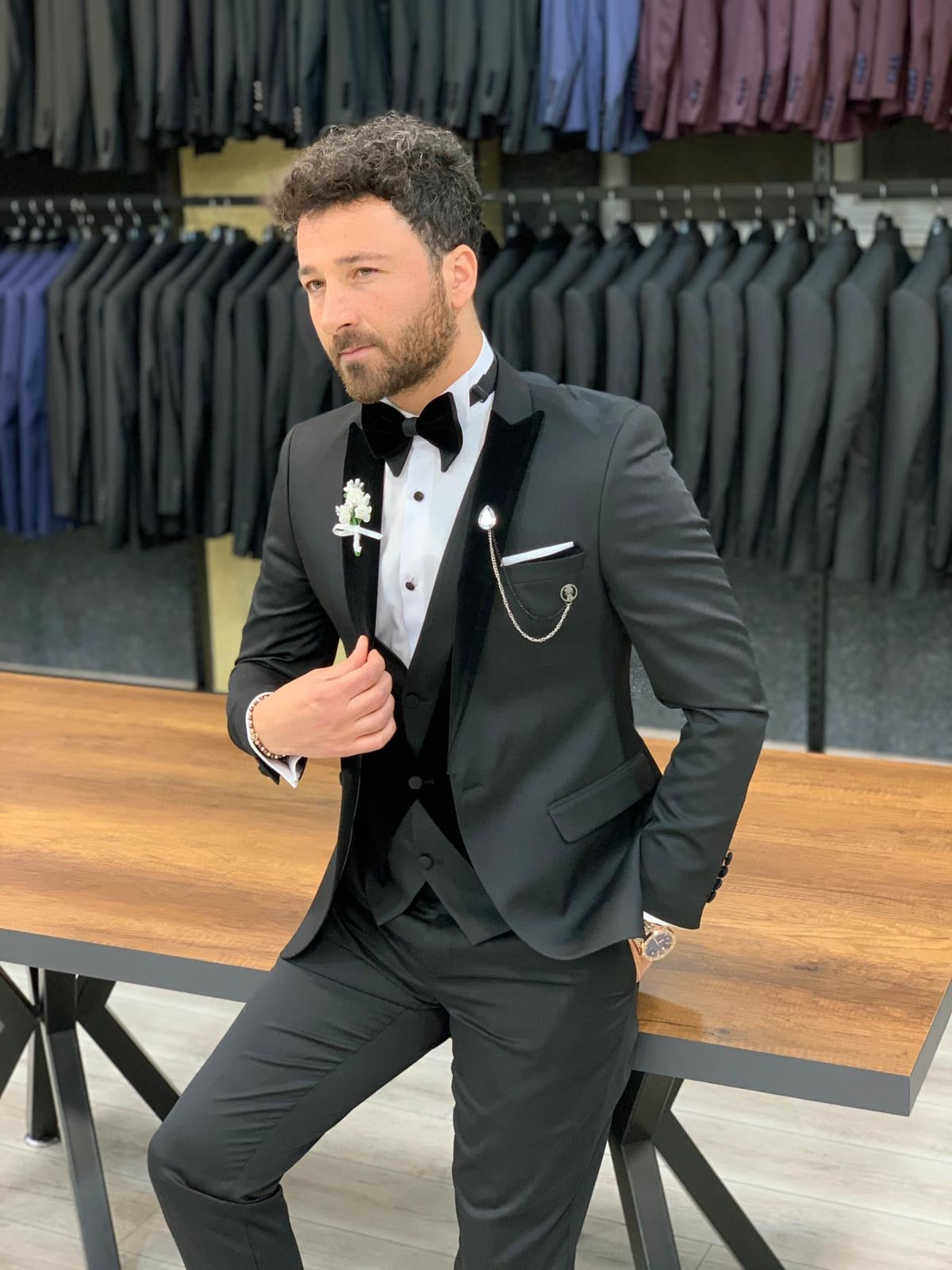 Catani Velvet Black Slim Fit Tuxedo #4-baagr.myshopify.com-1-BOJONI