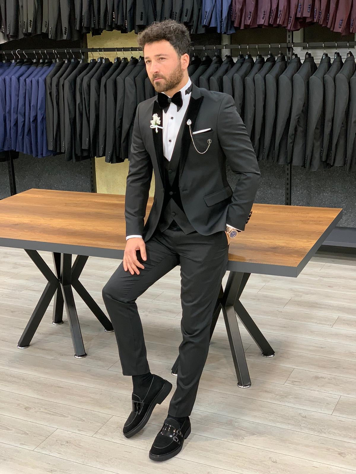 Catani Velvet Black Slim Fit Tuxedo #4-baagr.myshopify.com-1-BOJONI