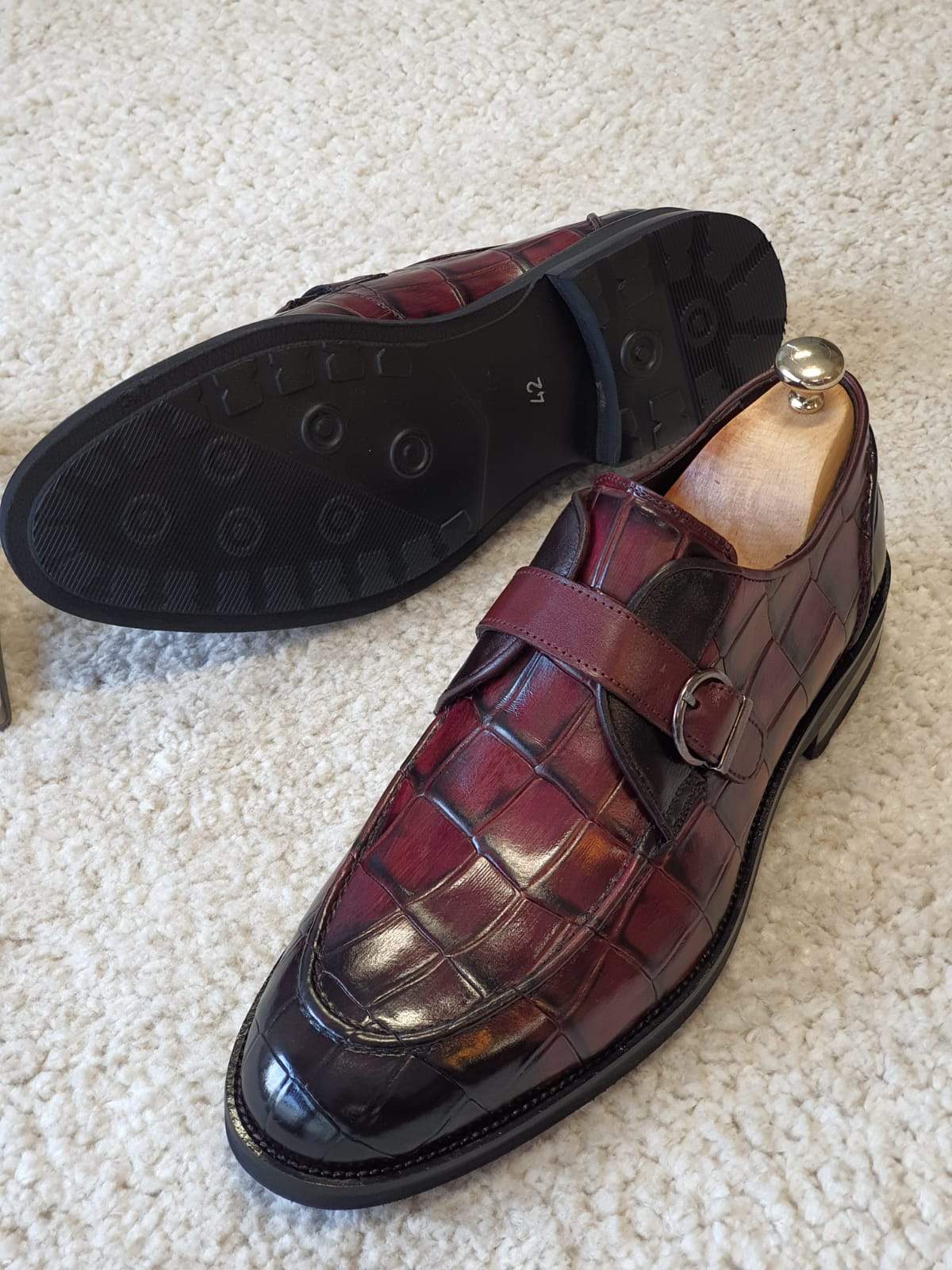 Antonio Burgundy Buckle Loafers-baagr.myshopify.com-shoes2-brabion