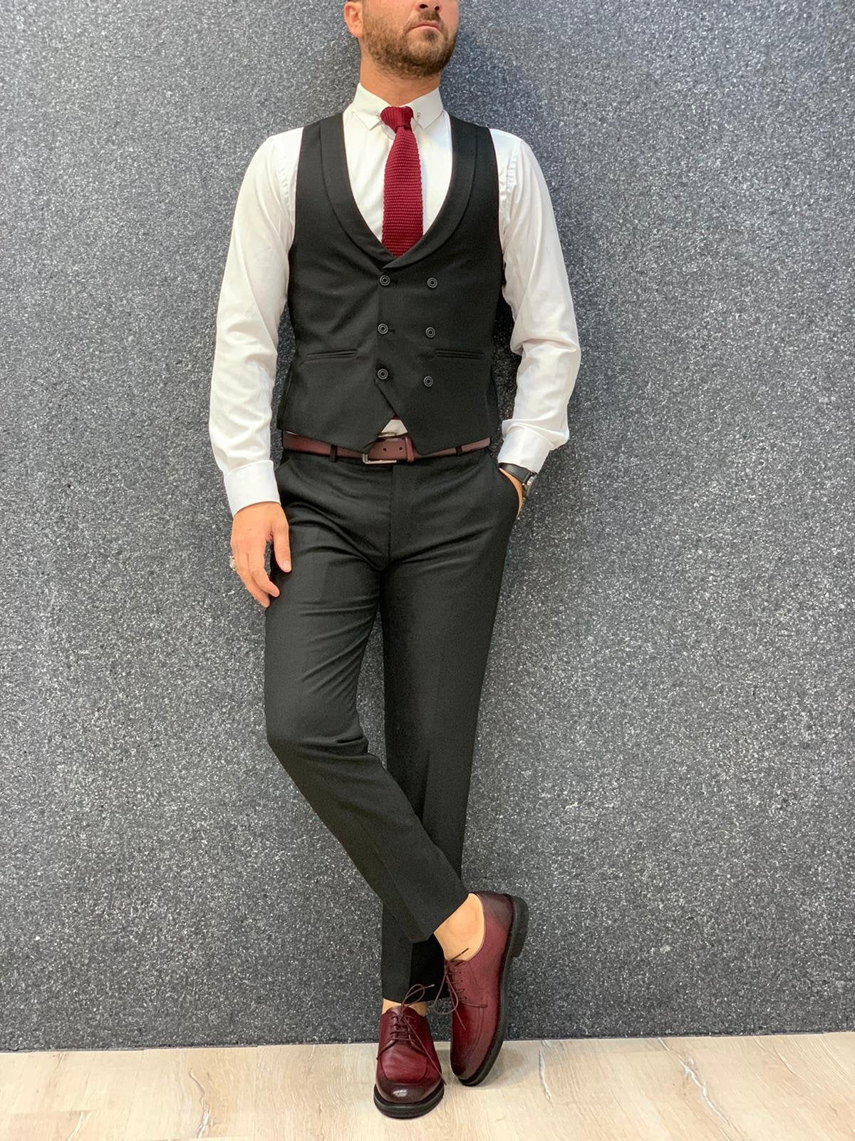 Chris Black Slim Fit Plaid Wool Suit-baagr.myshopify.com-1-BOJONI