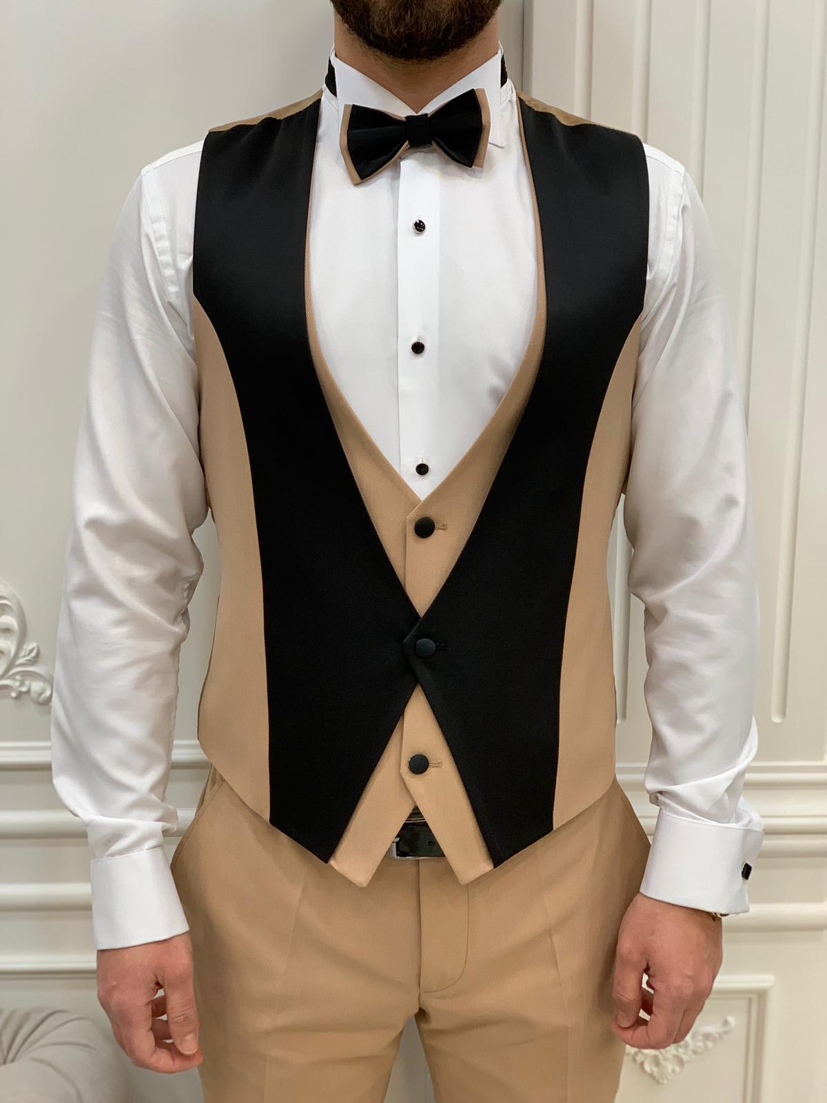 Bojoni Tishko Cream Slim Fit Tuxedo
