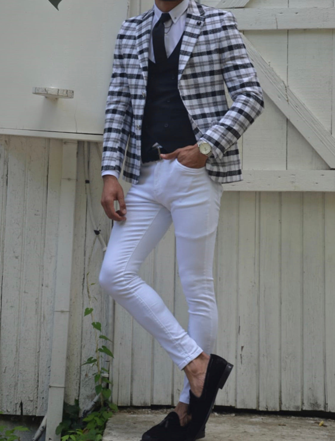 Skyesville Gray Slim Fit Plaid Suit-baagr.myshopify.com-suit-BOJONI