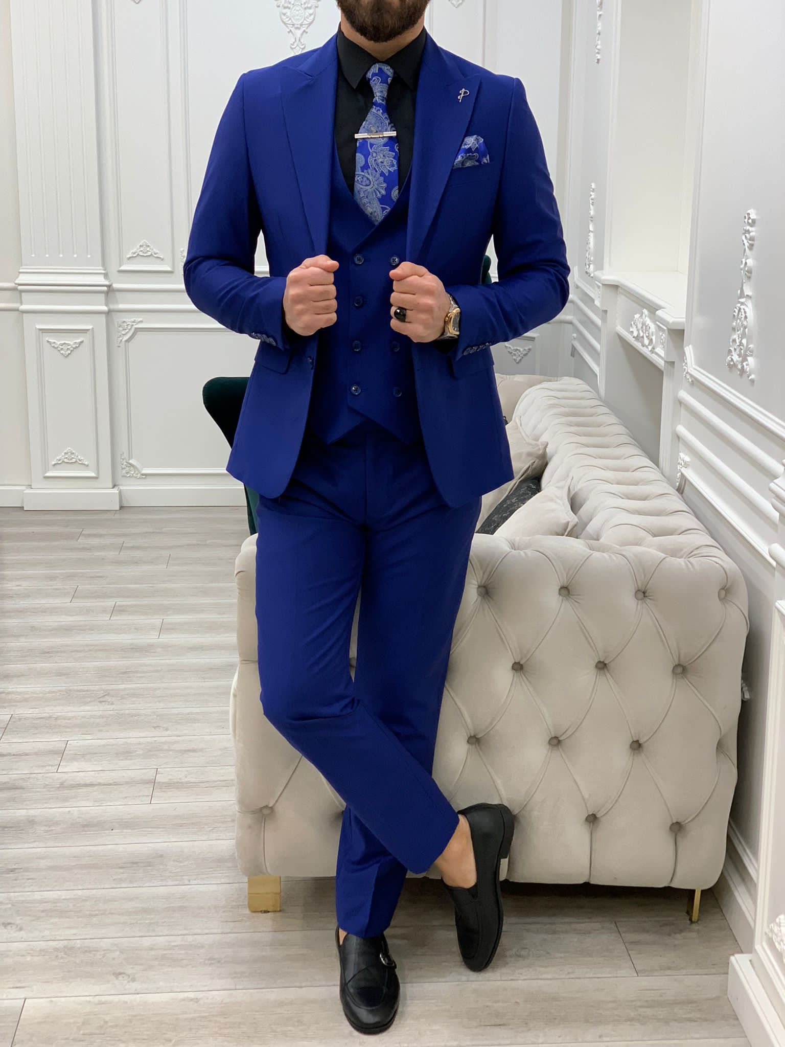 Bojoni Monte Sax Blue Slim Fit Suit