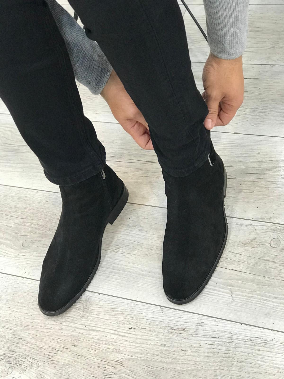 Suade Leather Chelsea Boots Black-baagr.myshopify.com-shoes2-BOJONI