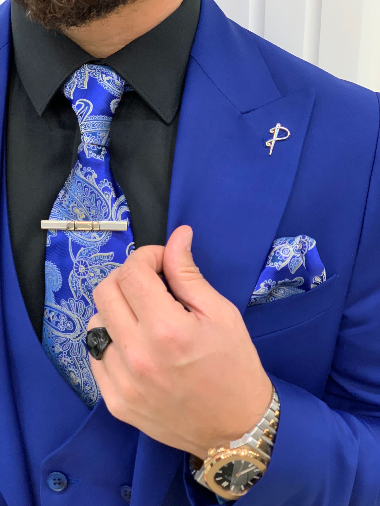 Bojoni Monte Sax Blue Slim Fit Suit