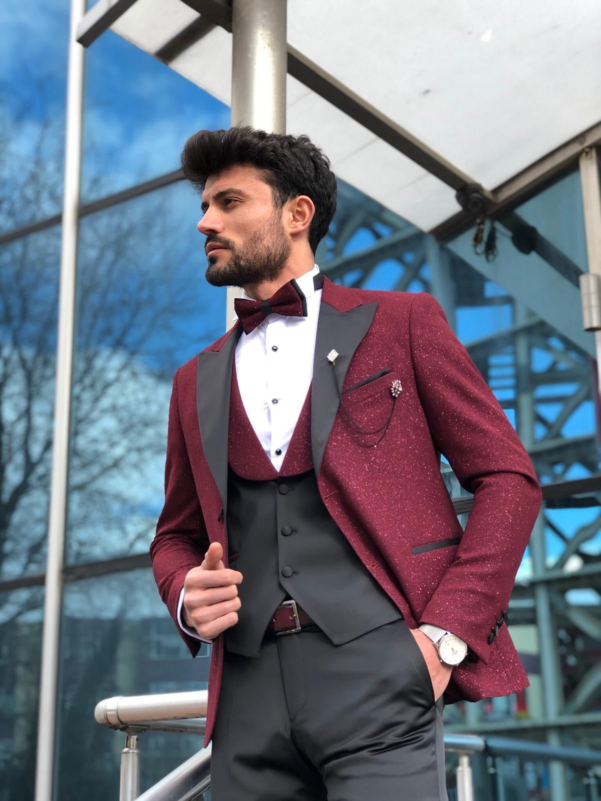 Slim-Fit Tuxedo Suit Claret Red II-baagr.myshopify.com-suit-BOJONI