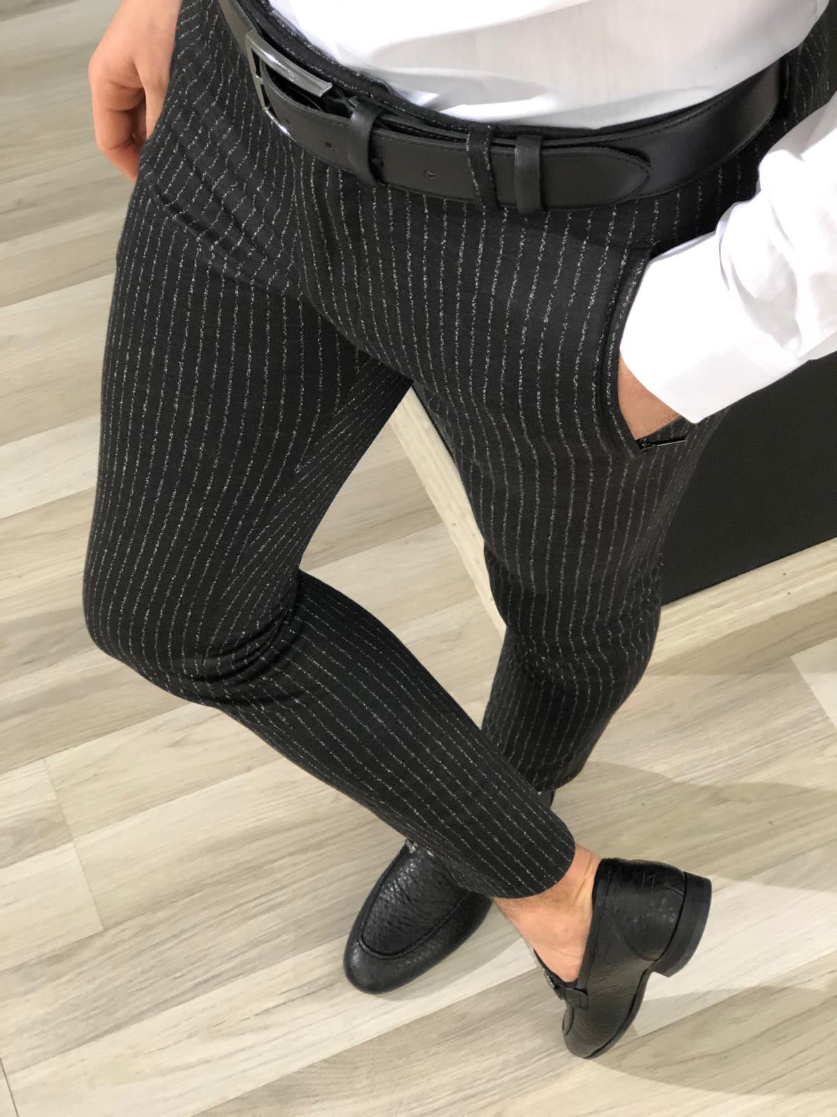 Slim-fit Striped Fabric Pants (2 Colors)-baagr.myshopify.com-Pants-BOJONI