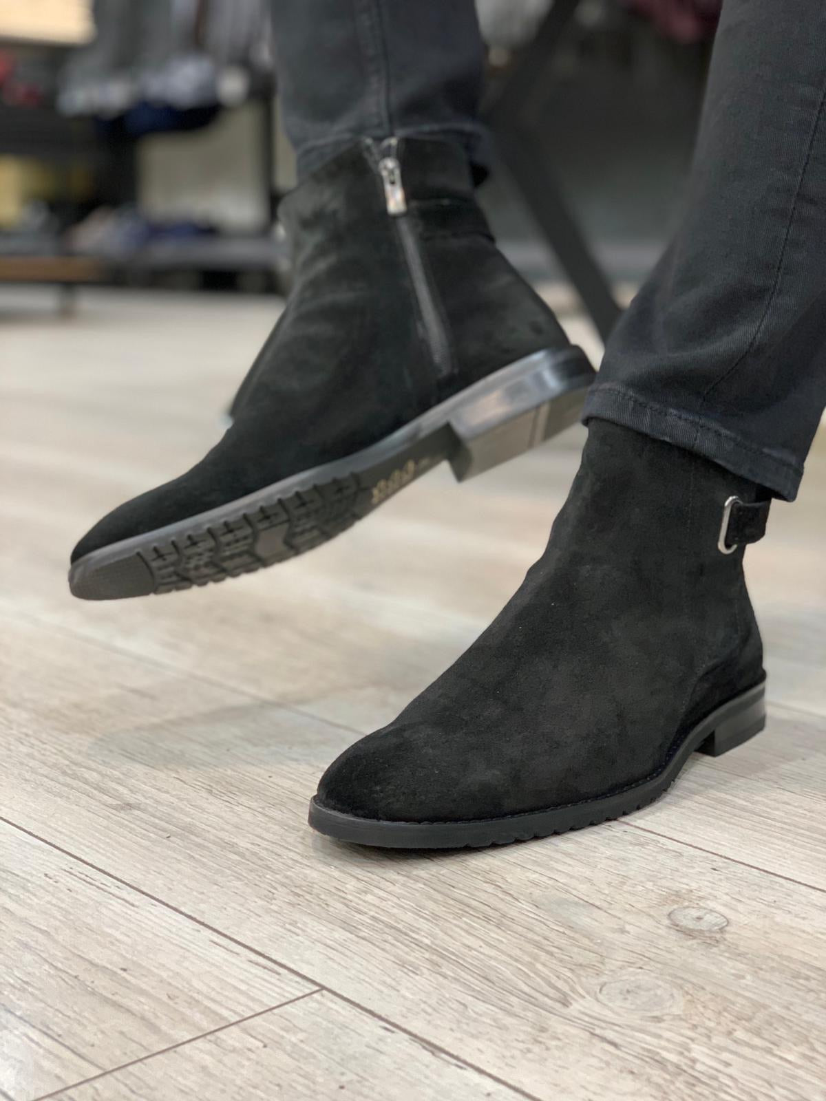 Suade Leather Chelsea Boots Black-baagr.myshopify.com-shoes2-BOJONI