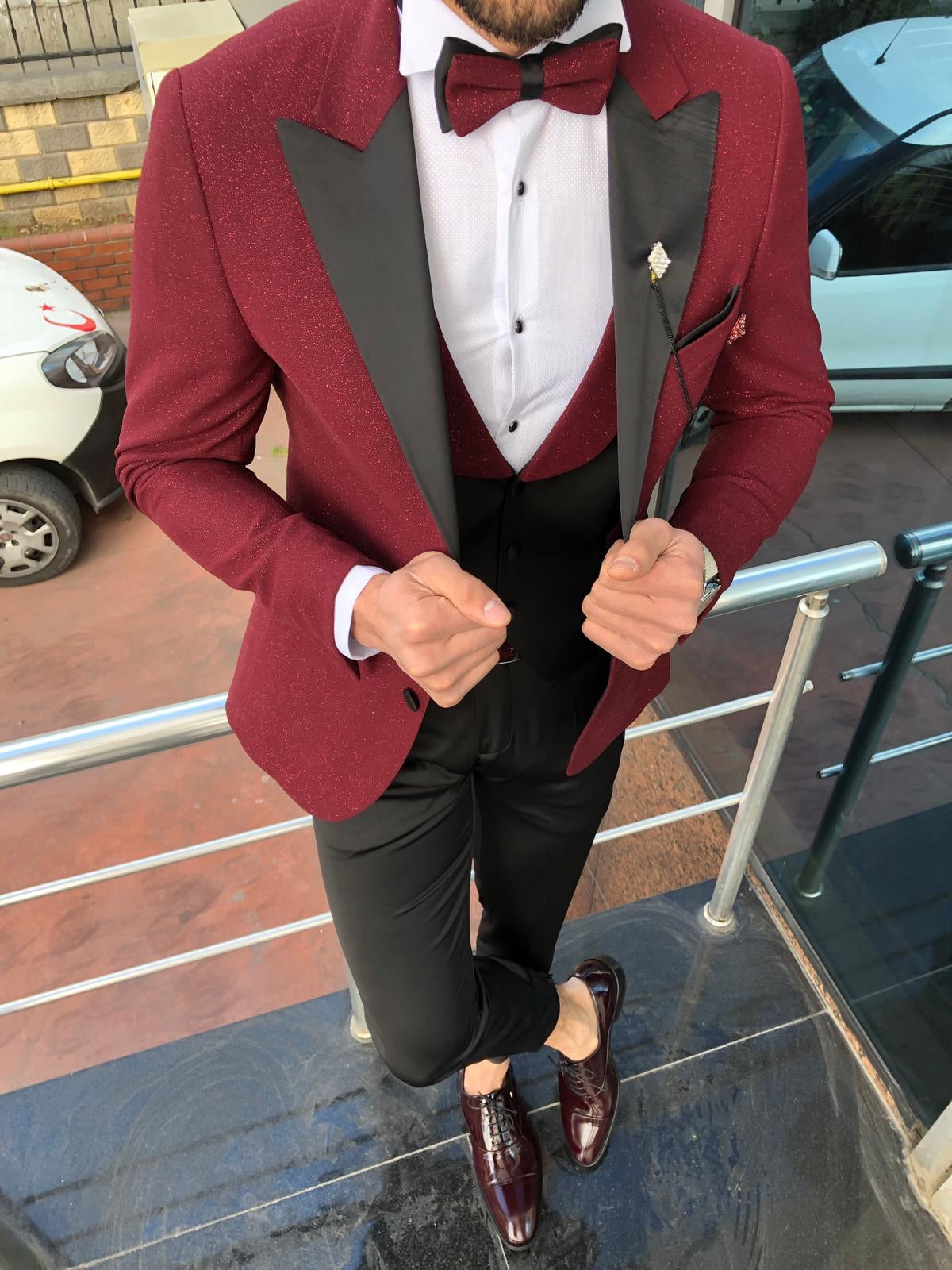 Slim-Fit Tuxedo Suit Claret Red II-baagr.myshopify.com-suit-BOJONI