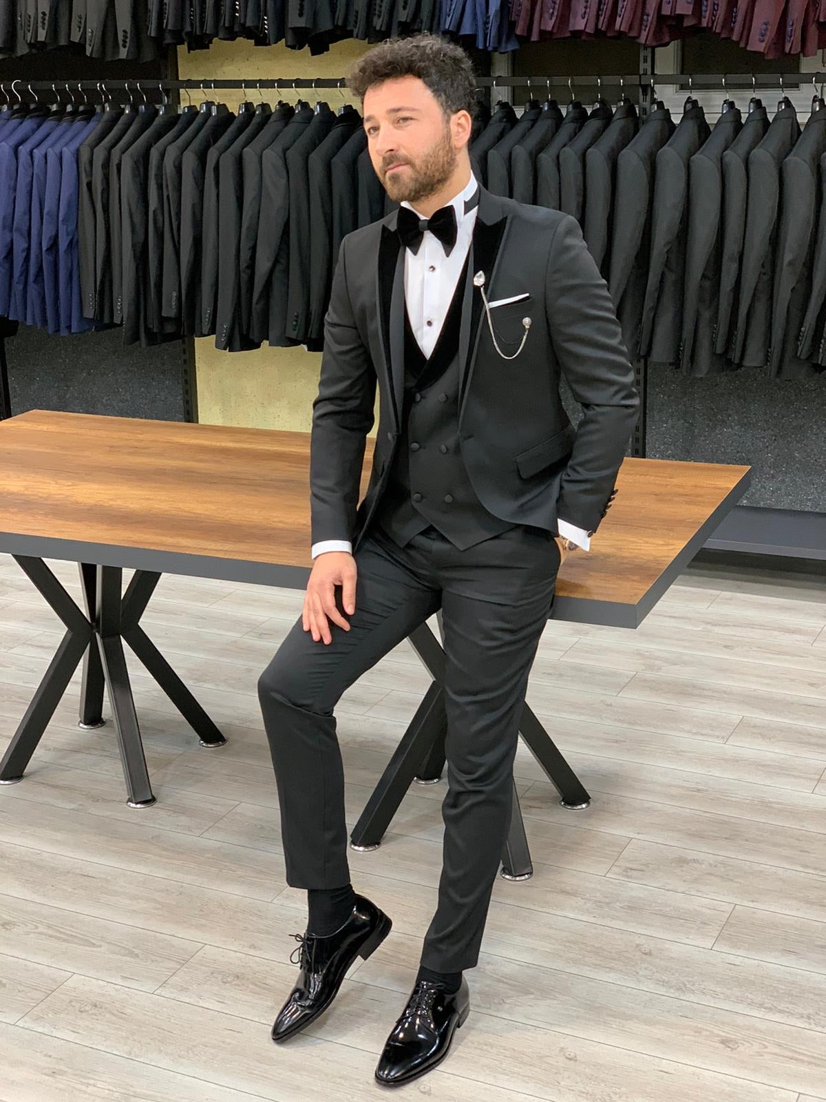 Catani Velvet Black Slim Fit Tuxedo #5-baagr.myshopify.com-1-BOJONI