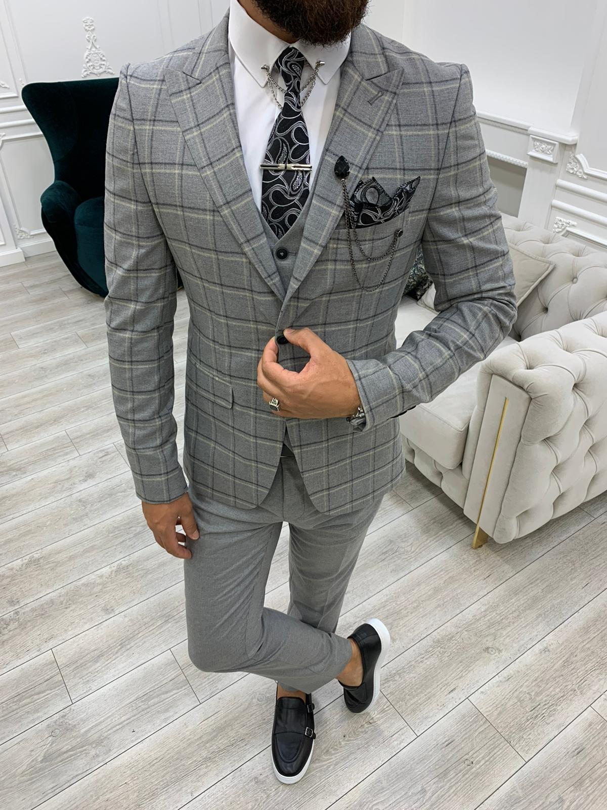 Argeli Gray Plaid Slim Fit Suit-baagr.myshopify.com-1-BOJONI