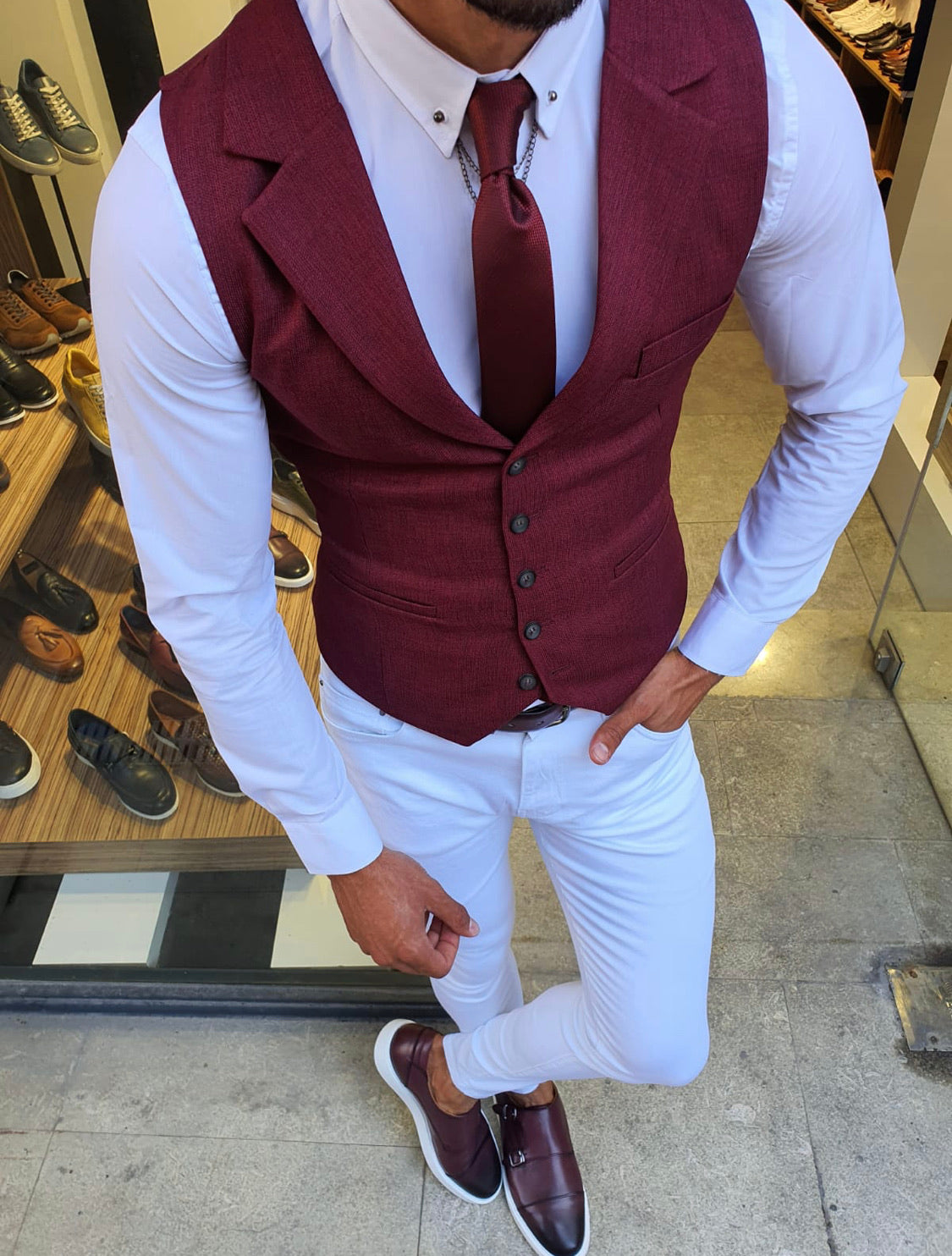 Bellingham Burgundy Slim Fit Vest-baagr.myshopify.com-suit-BOJONI