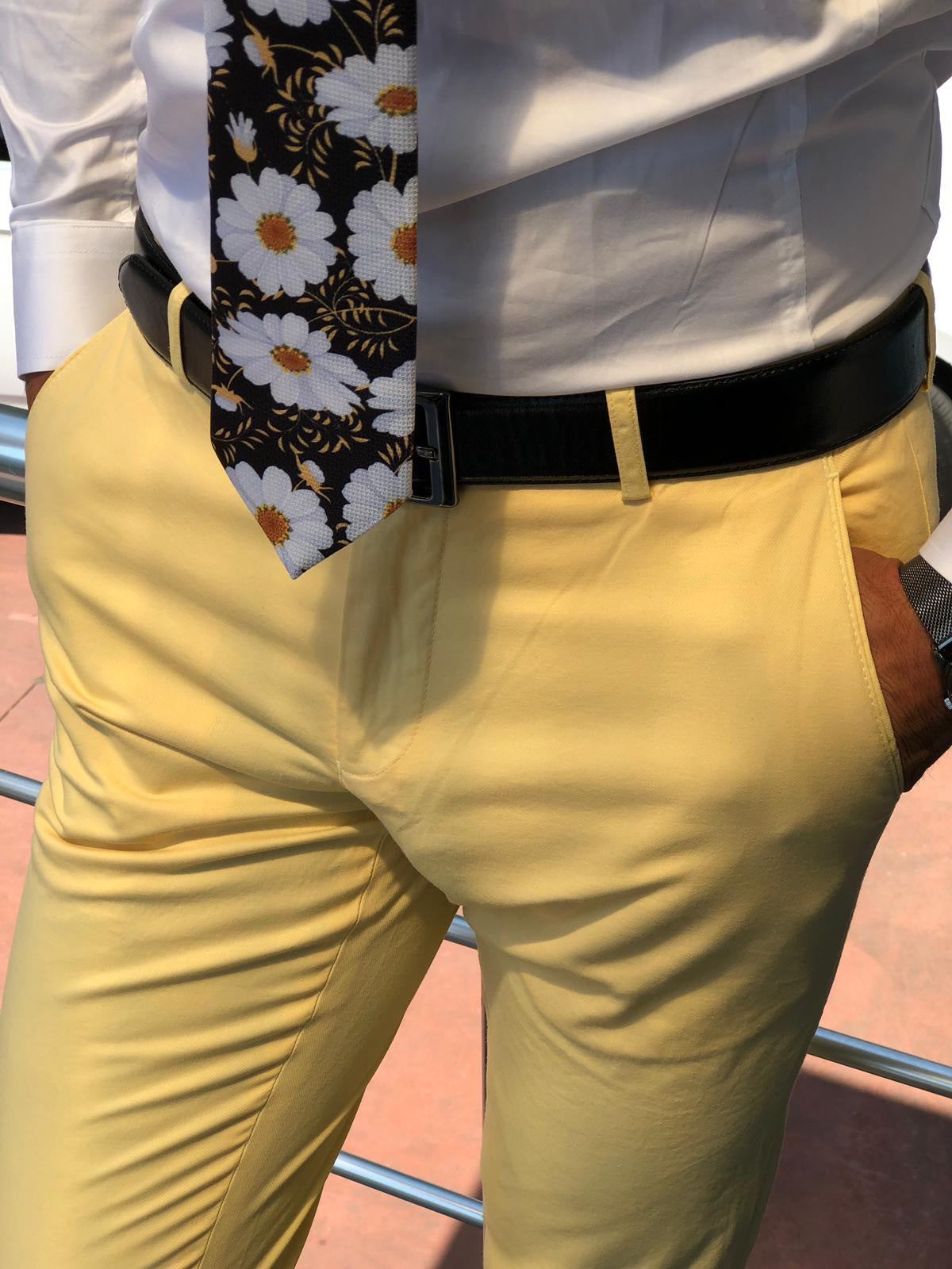 Gardi Slim-fit cotton pants YELLOW-baagr.myshopify.com-Pants-BOJONI