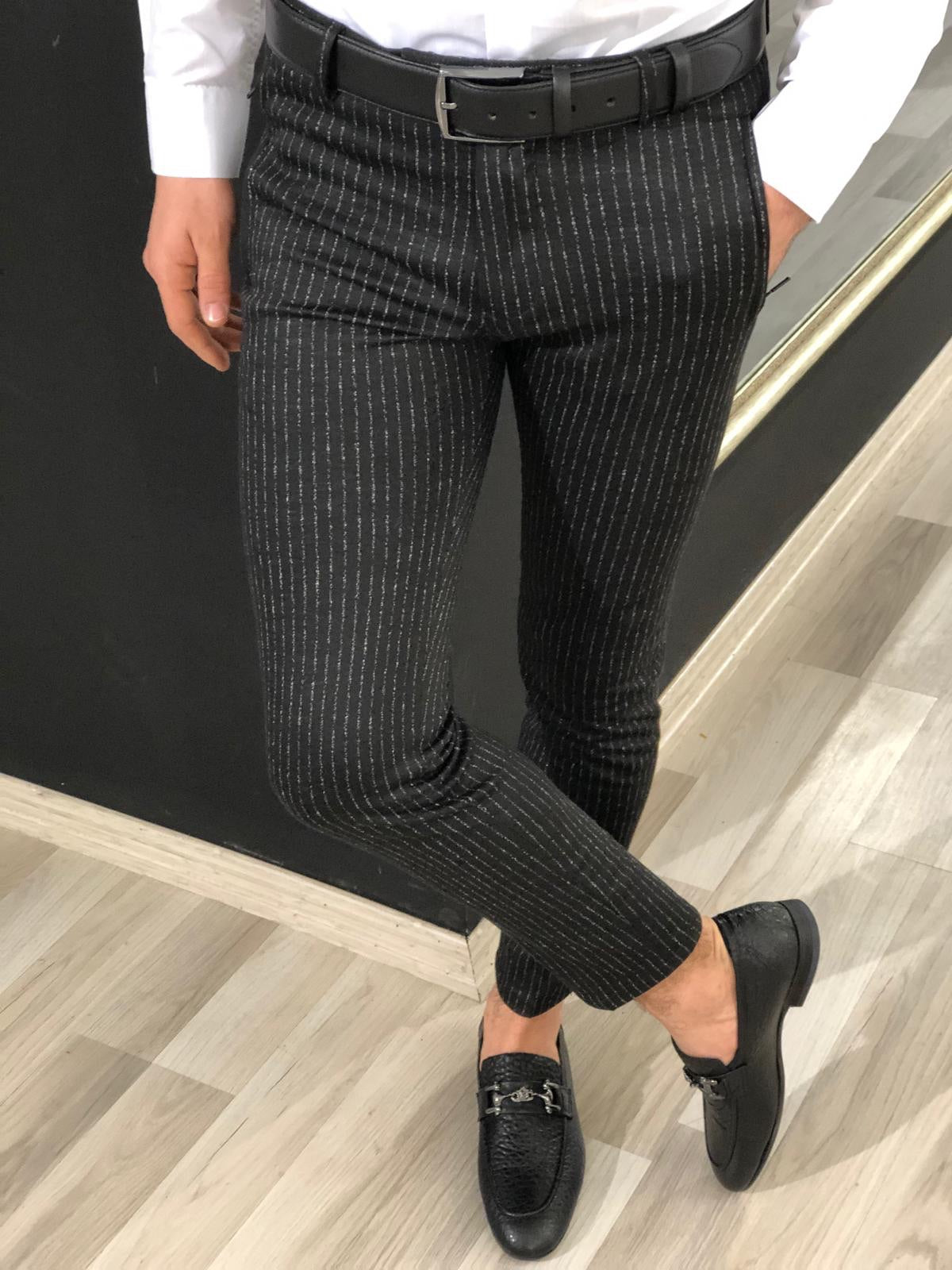 Slim-fit Striped Fabric Pants (2 Colors)-baagr.myshopify.com-Pants-BOJONI