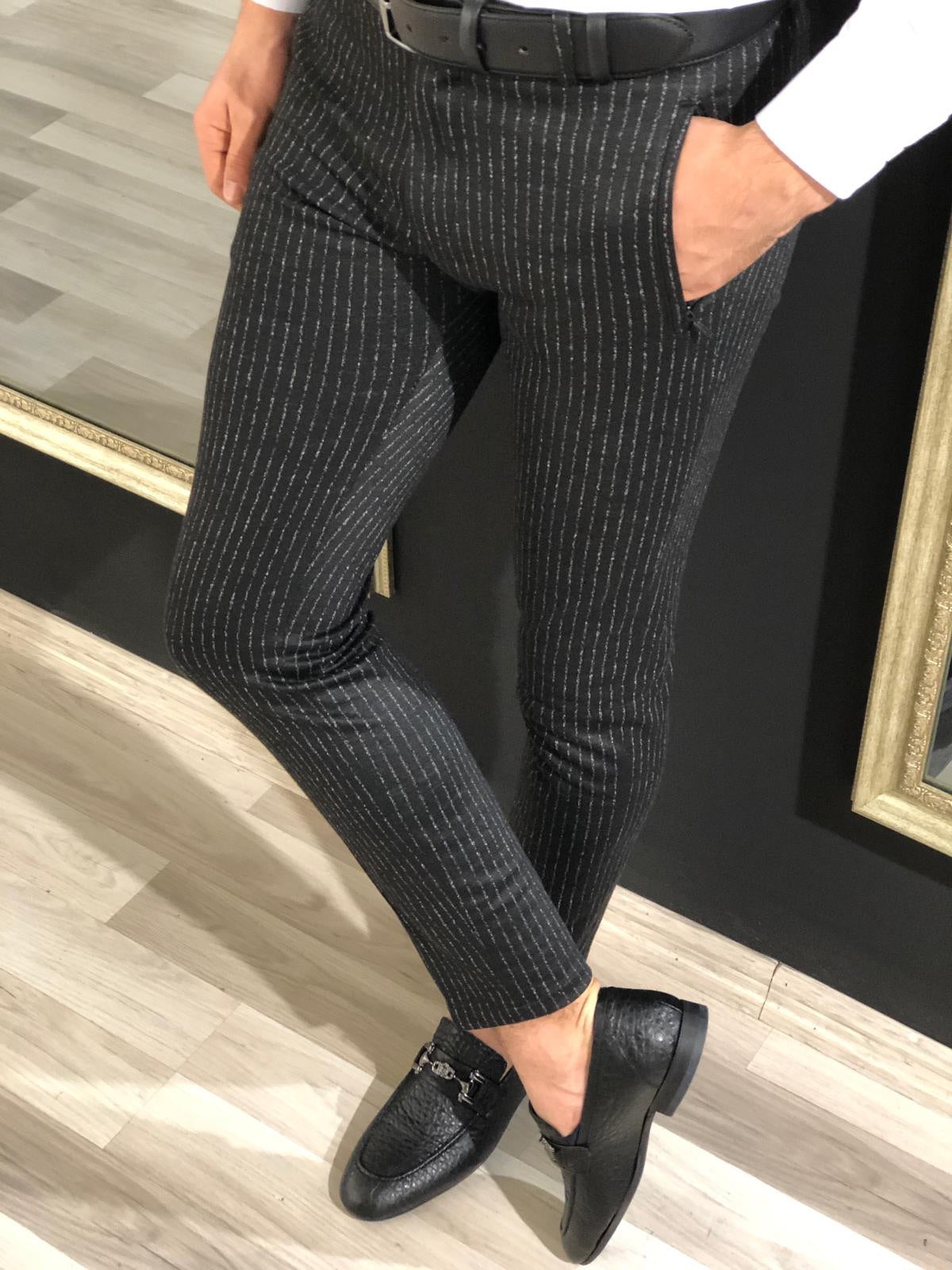 Slim-fit Striped Fabric Pants (2 Colors)-baagr.myshopify.com-Pants-BOJONI