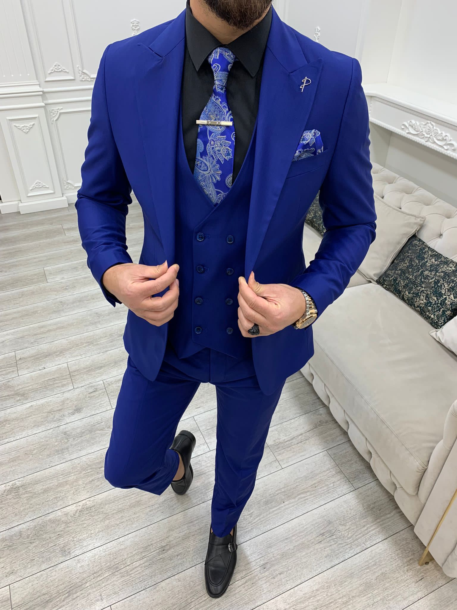 Bojoni Monte Sax Blue Slim Fit Suit