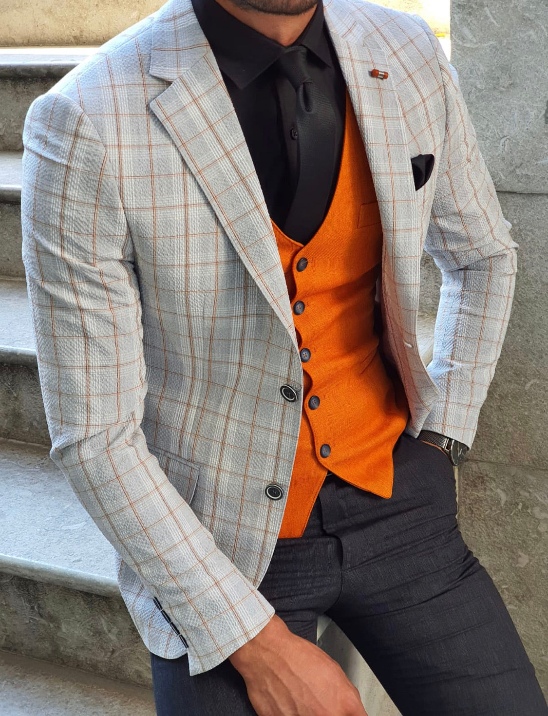 Ardenza Gray Slim Fit Plaid Suit-baagr.myshopify.com-suit-BOJONI