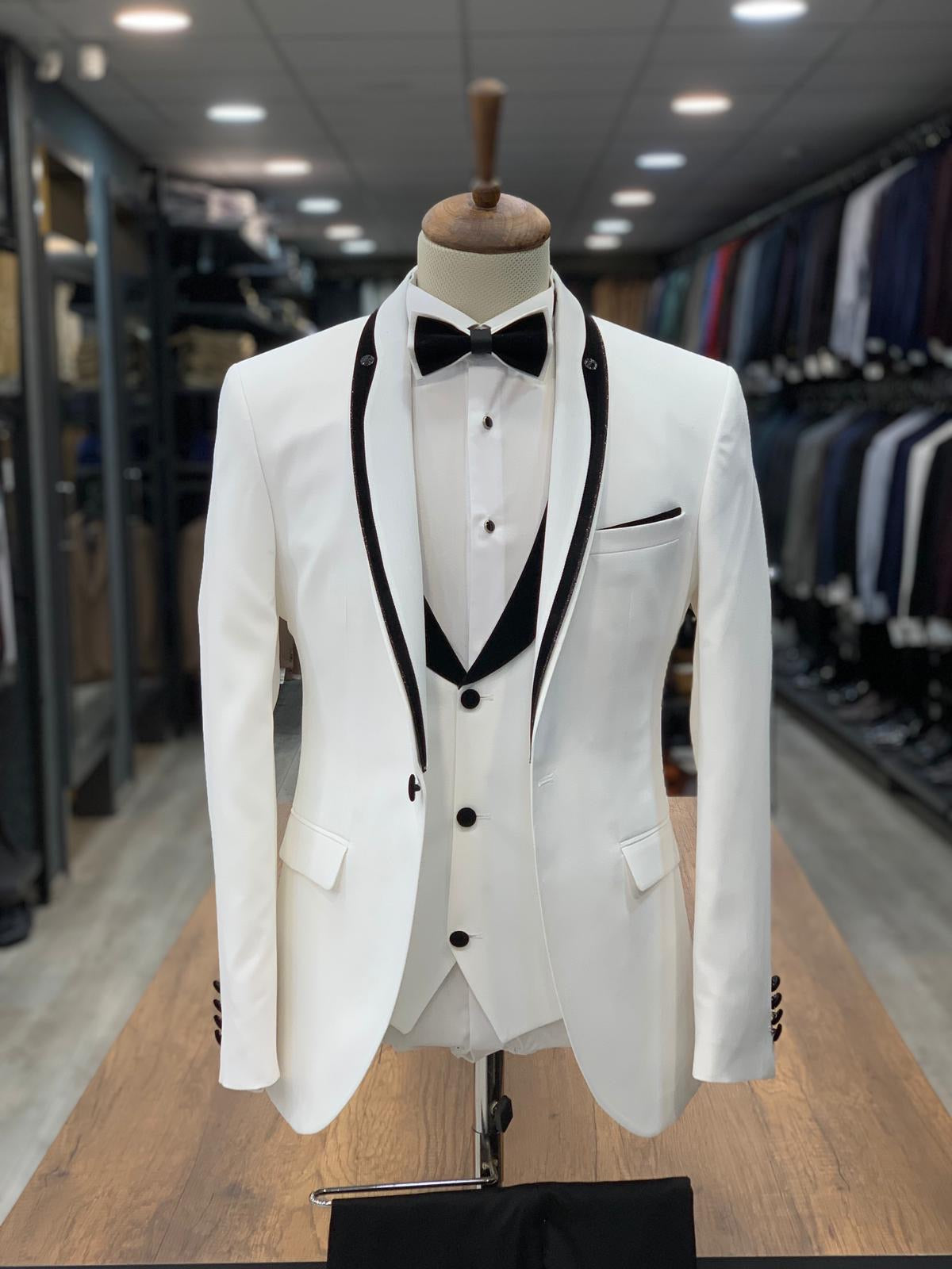 Partoni Royal White Slim Fit Tuxedo-baagr.myshopify.com-1-BOJONI