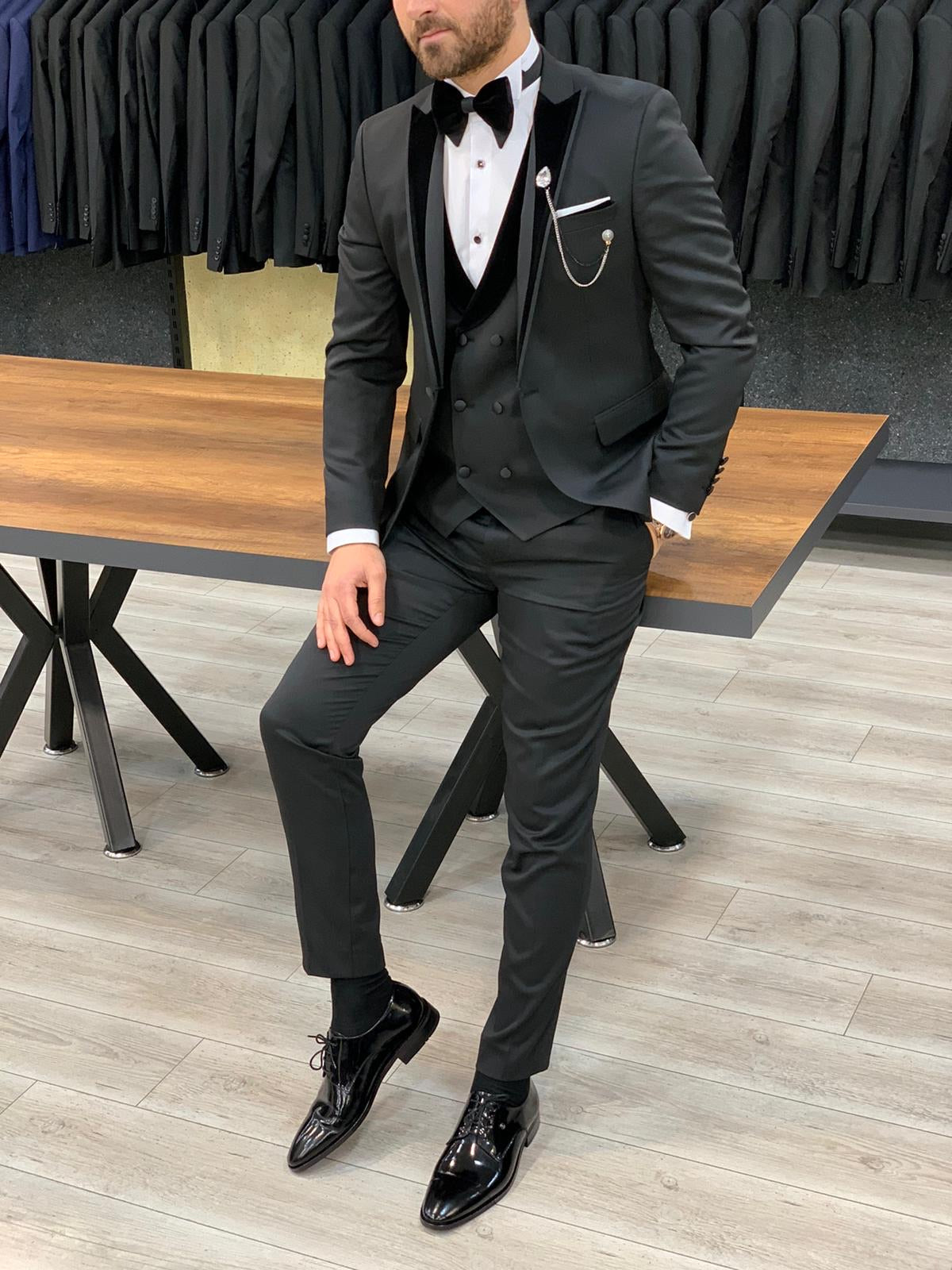Catani Velvet Black Slim Fit Tuxedo #5-baagr.myshopify.com-1-BOJONI