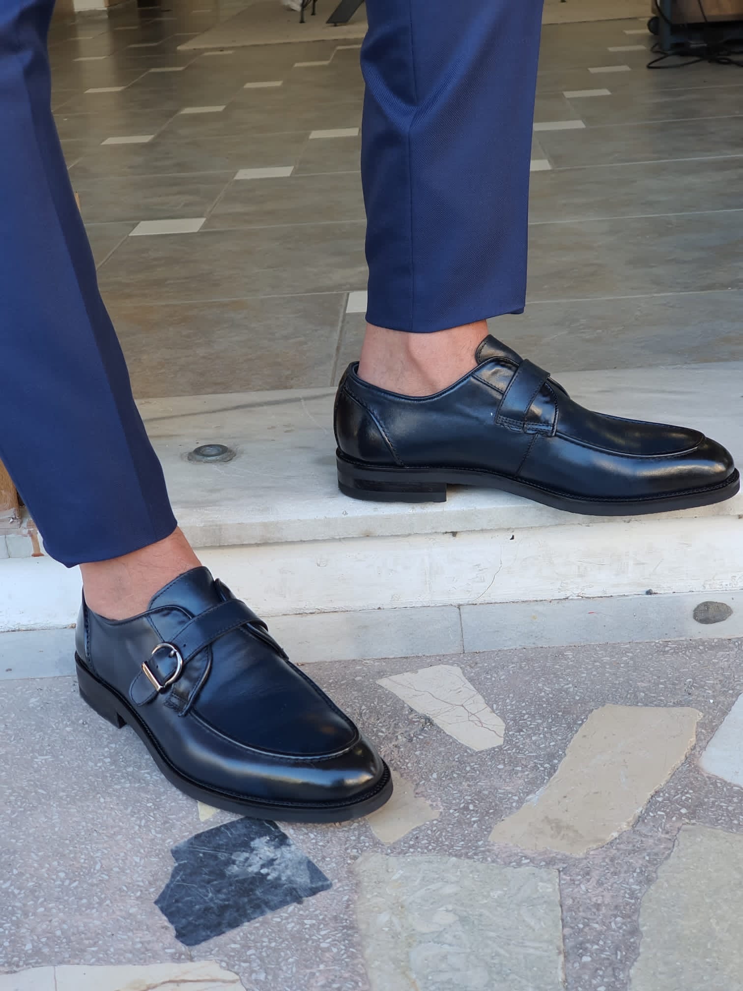 Livorno Navy Blue Buckle Loafers-baagr.myshopify.com-shoes2-brabion