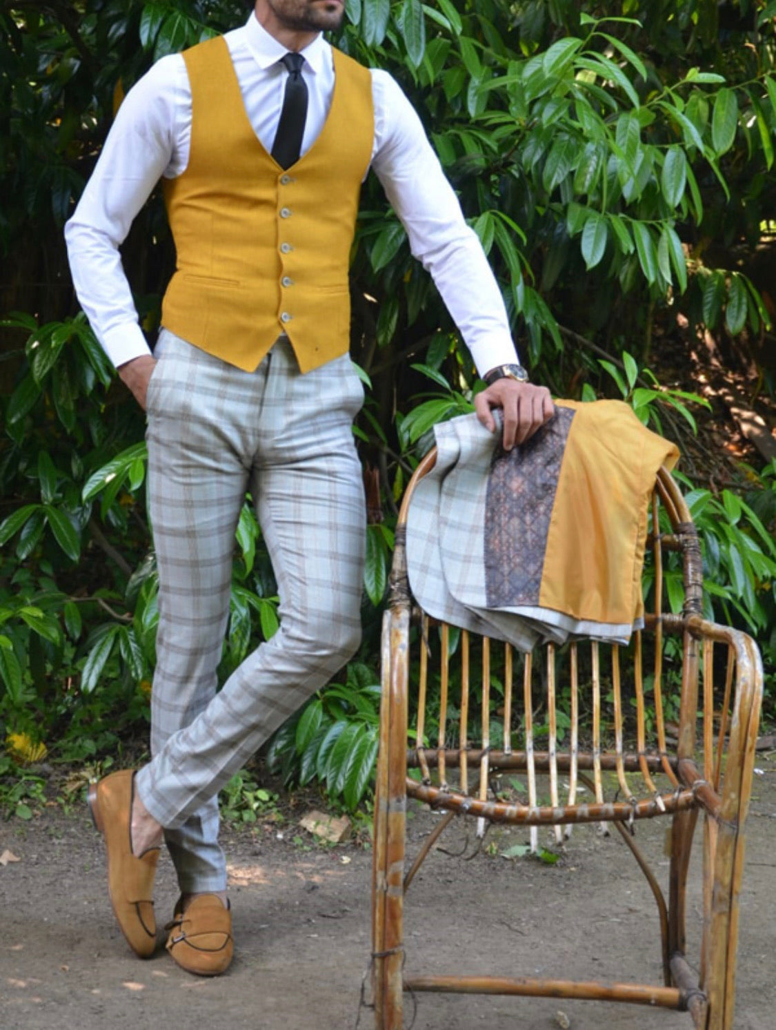 New Bern Camel Slim Fit Plaid Suit-baagr.myshopify.com-suit-BOJONI