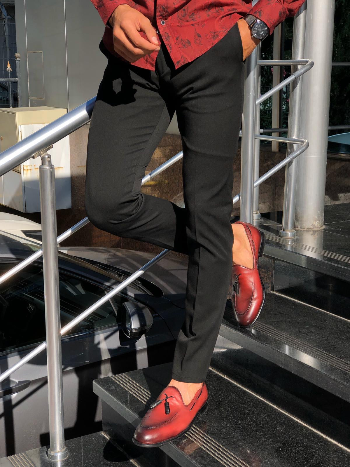 Super Slim-fit Fabric Pants Black-baagr.myshopify.com-Pants-BOJONI