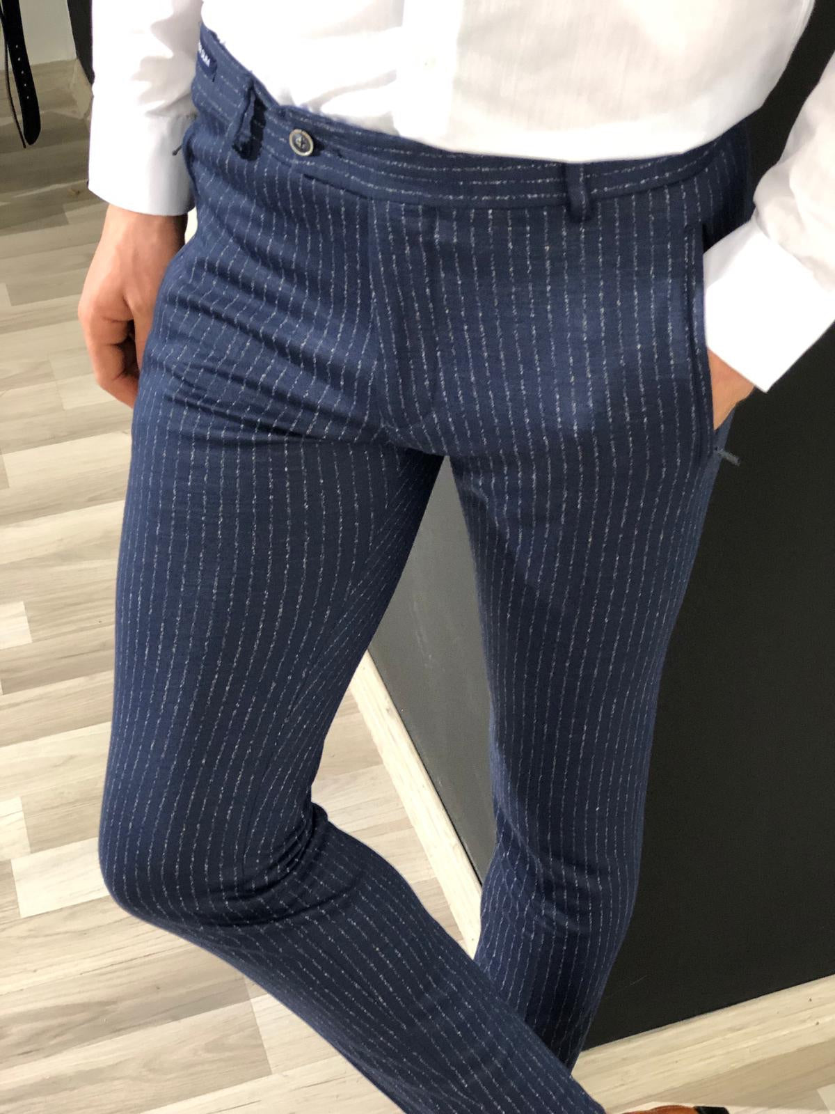 Slim-fit Striped Fabric Pants (2 Colors)-baagr.myshopify.com-Pants-BOJONI