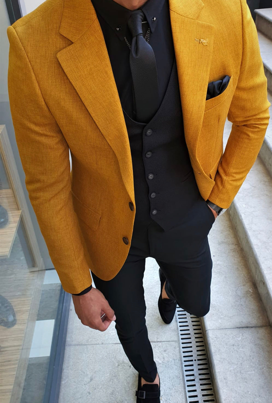 Ardenza Mustard Slim Fit Suit-baagr.myshopify.com-suit-BOJONI