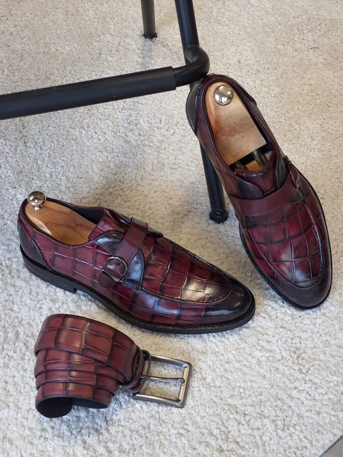 Antonio Burgundy Buckle Loafers-baagr.myshopify.com-shoes2-brabion