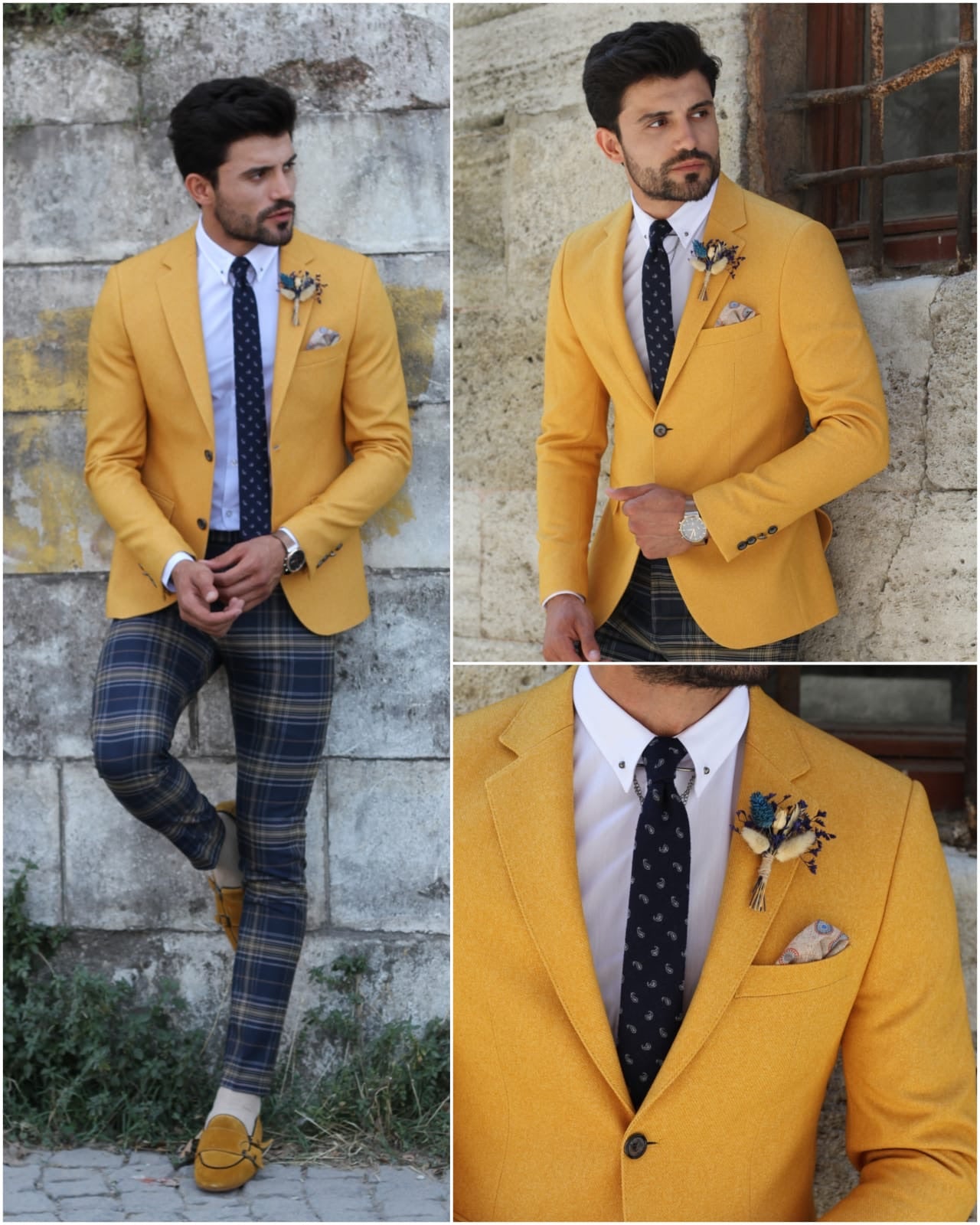 Pac Slim-Fit Jacket in Yellow-baagr.myshopify.com-blazers-BOJONI
