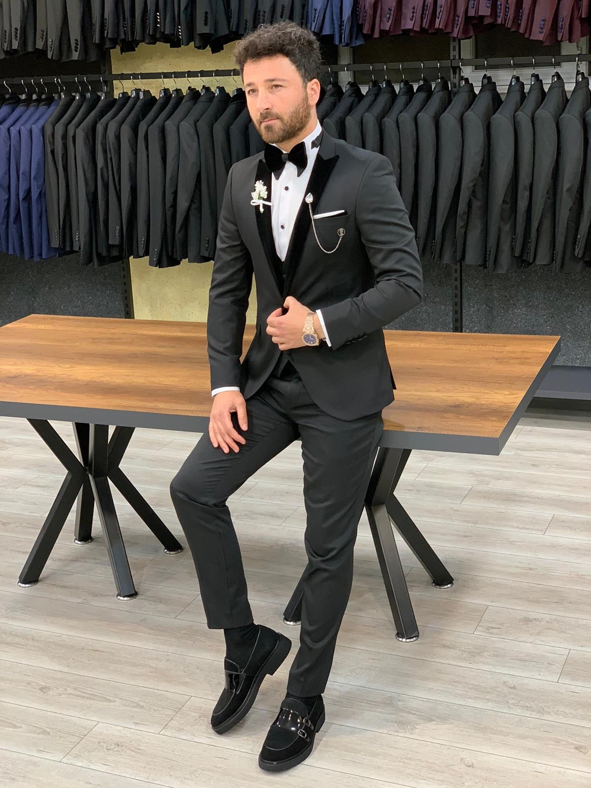 Catani Velvet Black Slim Fit Tuxedo #4-baagr.myshopify.com-1-BOJONI