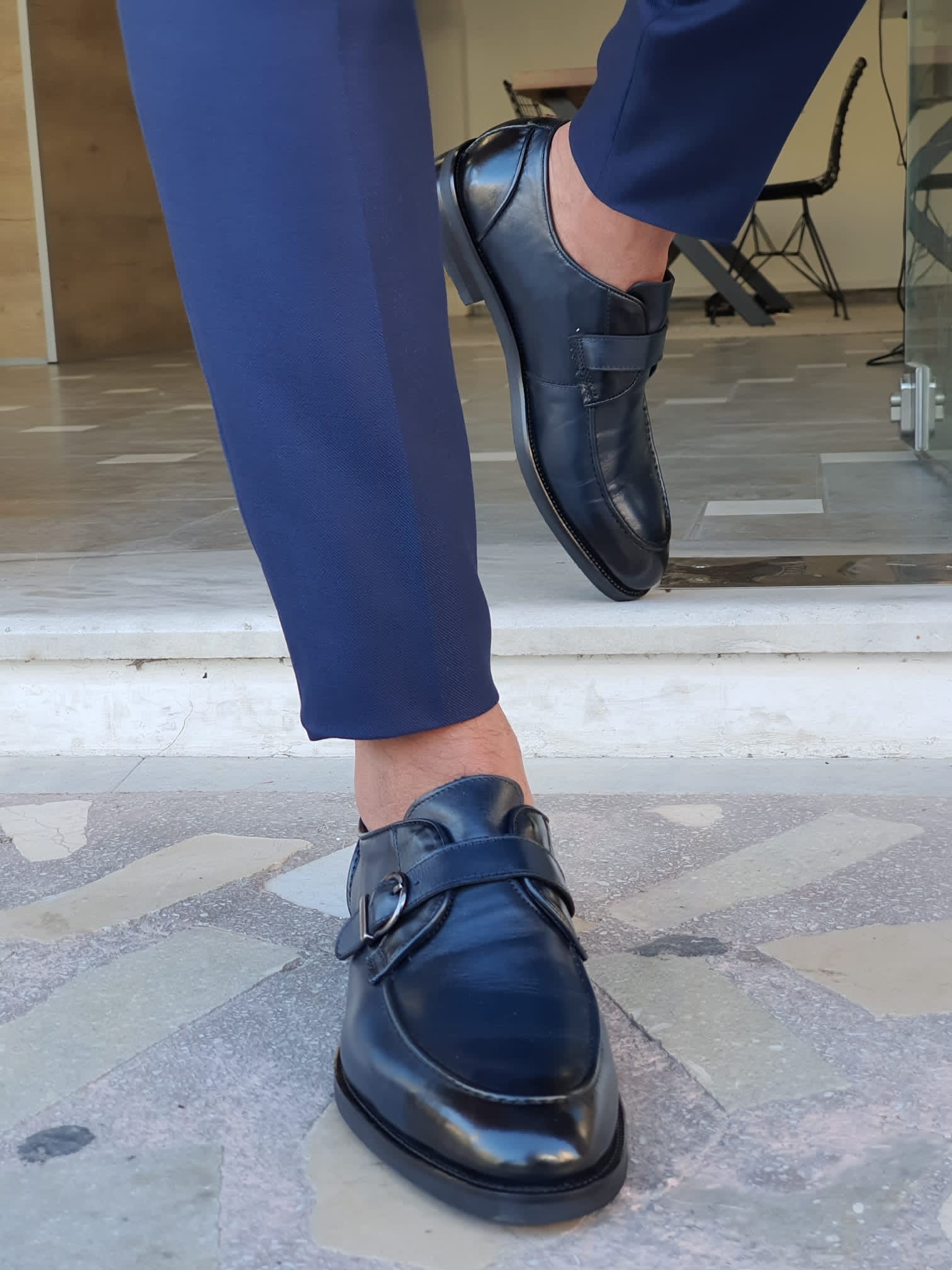 Livorno Navy Blue Buckle Loafers-baagr.myshopify.com-shoes2-brabion