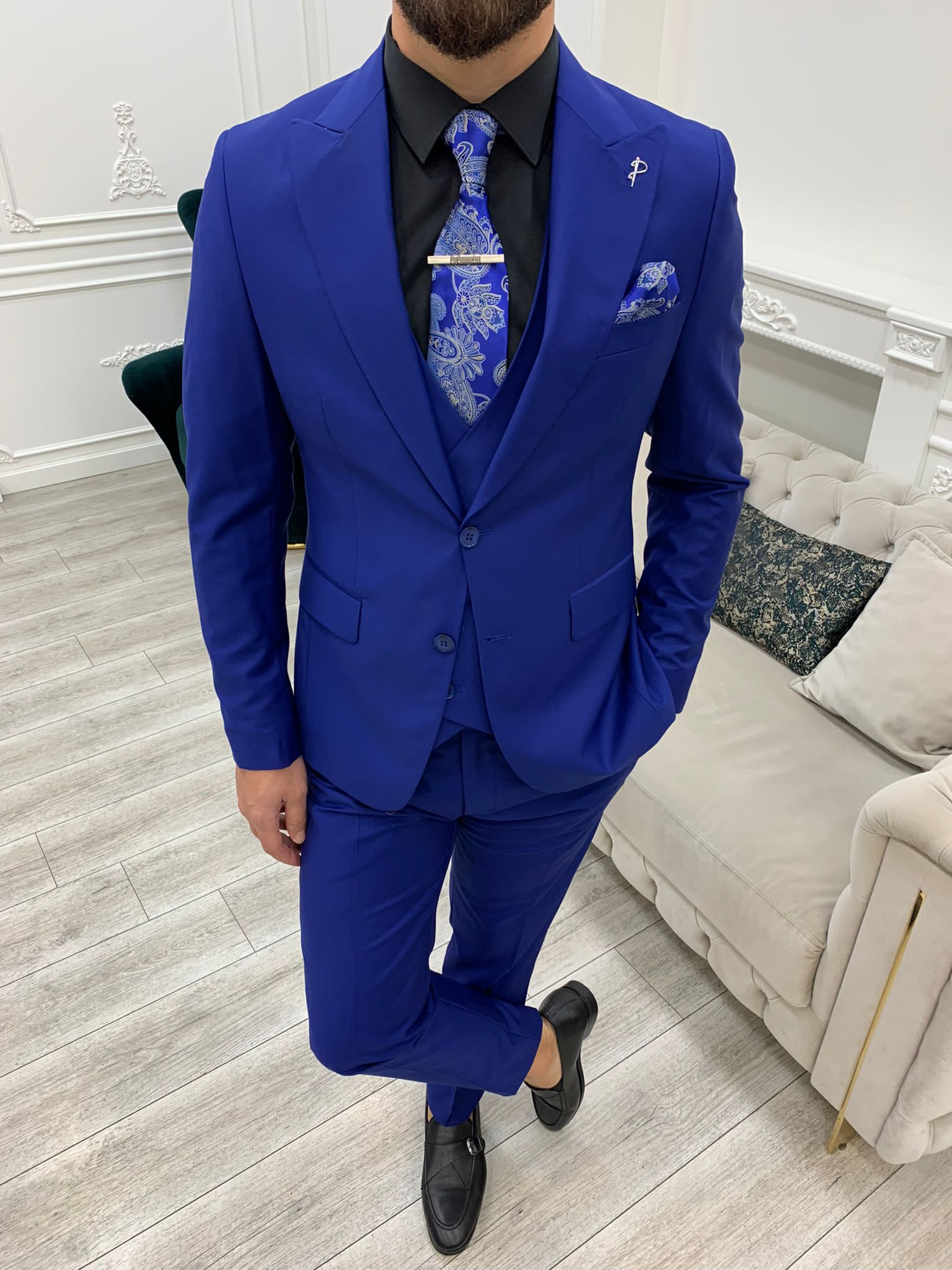 Bojoni Monte Sax Blue Slim Fit Suit