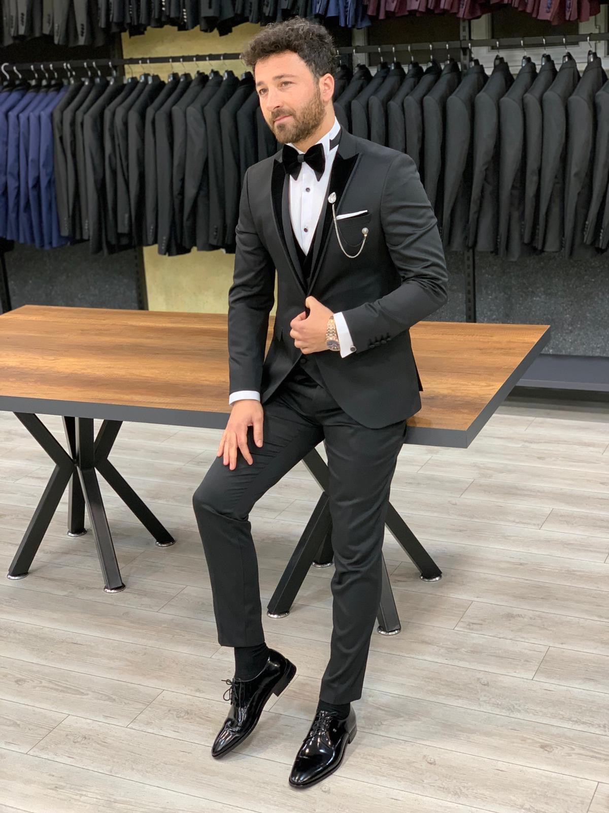 Catani Velvet Black Slim Fit Tuxedo #5-baagr.myshopify.com-1-BOJONI