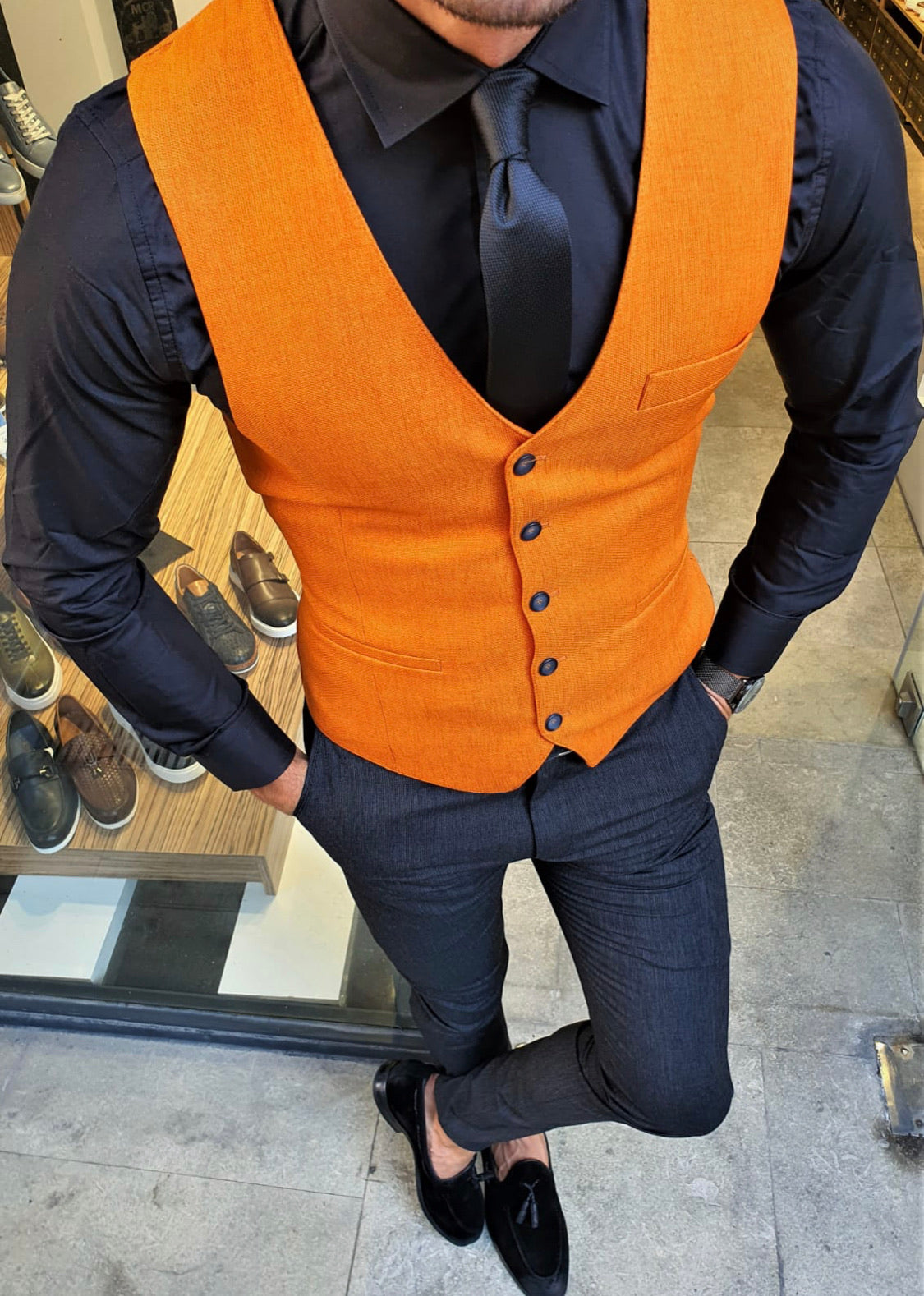 Ardenza Orange Slim Fit Vest-baagr.myshopify.com-suit-BOJONI