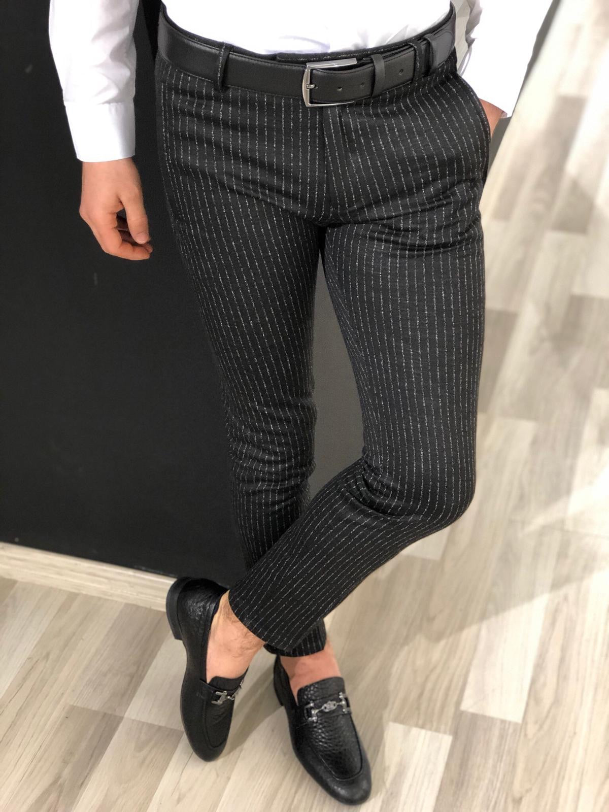 Slim-fit Striped Fabric Pants (2 Colors)-baagr.myshopify.com-Pants-BOJONI