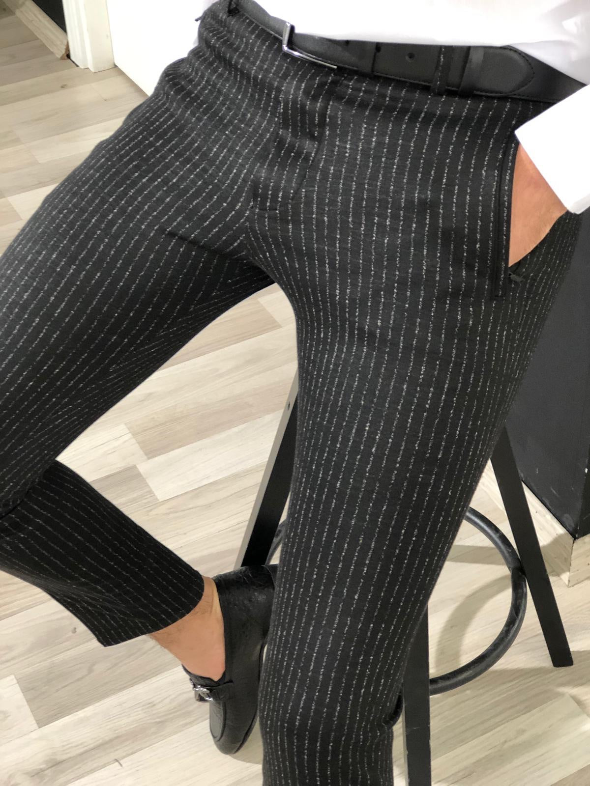 Slim-fit Striped Fabric Pants (2 Colors)-baagr.myshopify.com-Pants-BOJONI