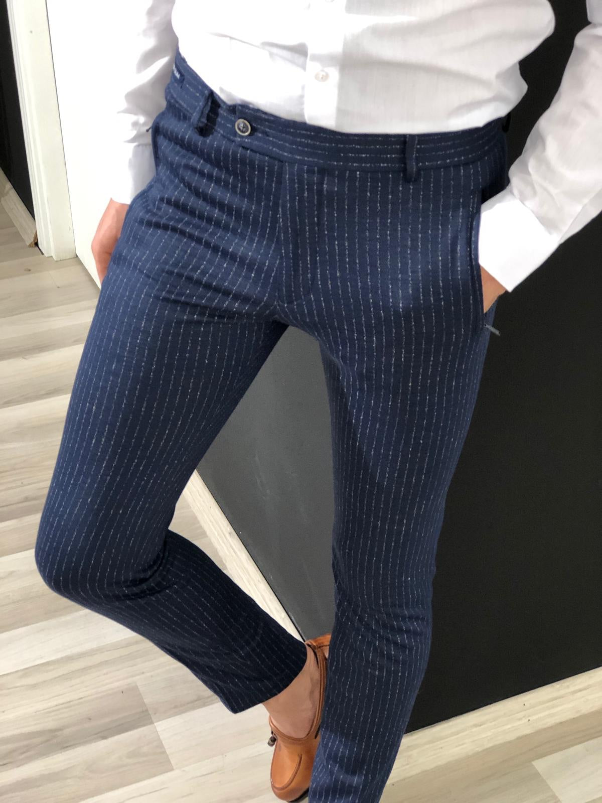 Slim-fit Striped Fabric Pants (2 Colors)-baagr.myshopify.com-Pants-BOJONI