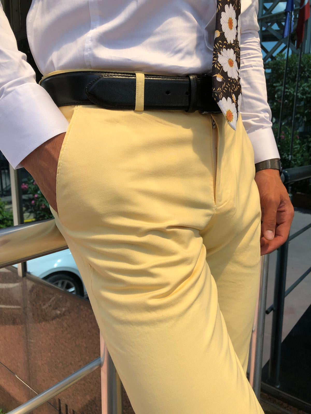 Gardi Slim-fit cotton pants YELLOW-baagr.myshopify.com-Pants-BOJONI