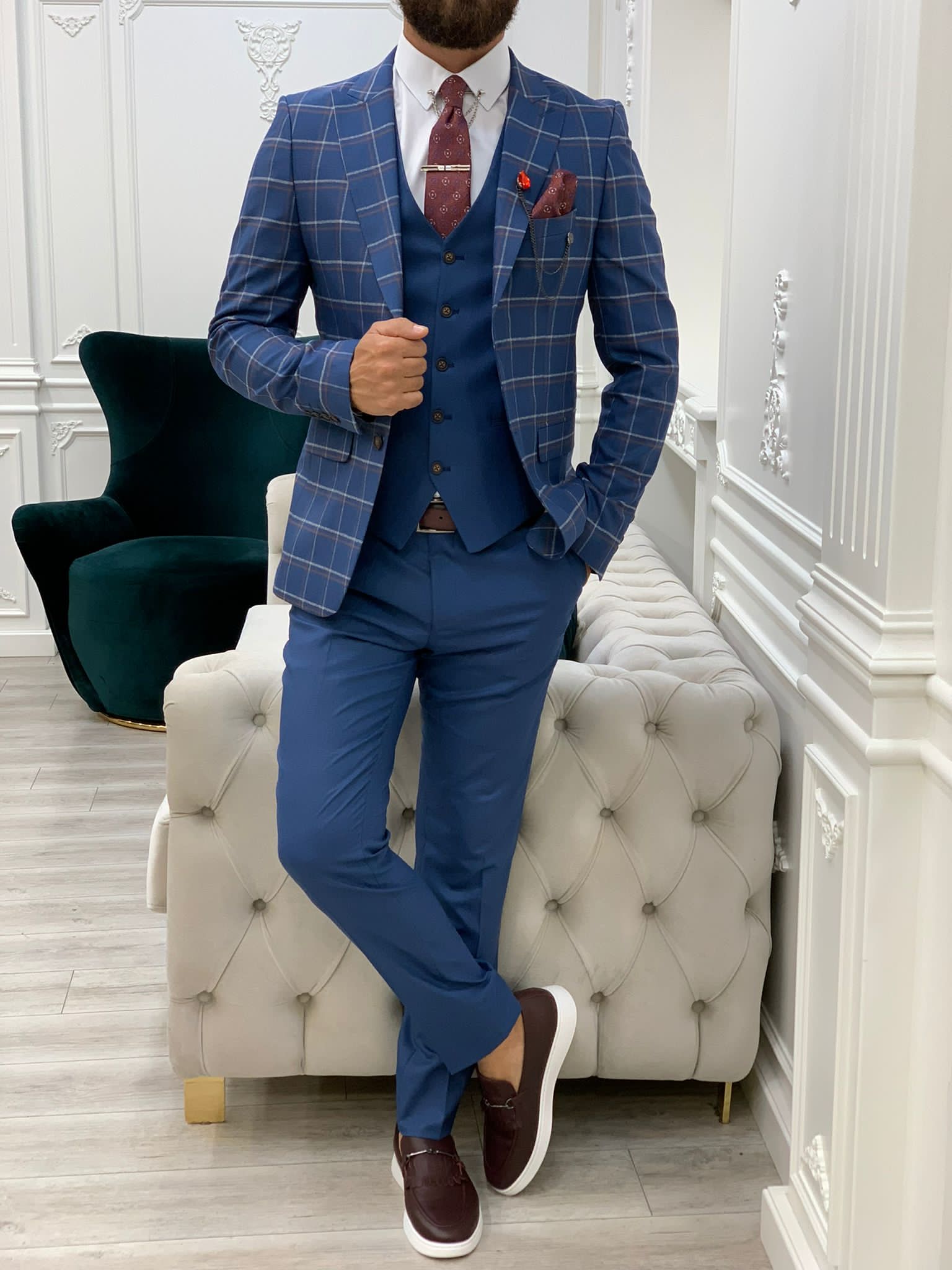 Argeli Blue Plaid Slim Fit Suit-baagr.myshopify.com-1-BOJONI