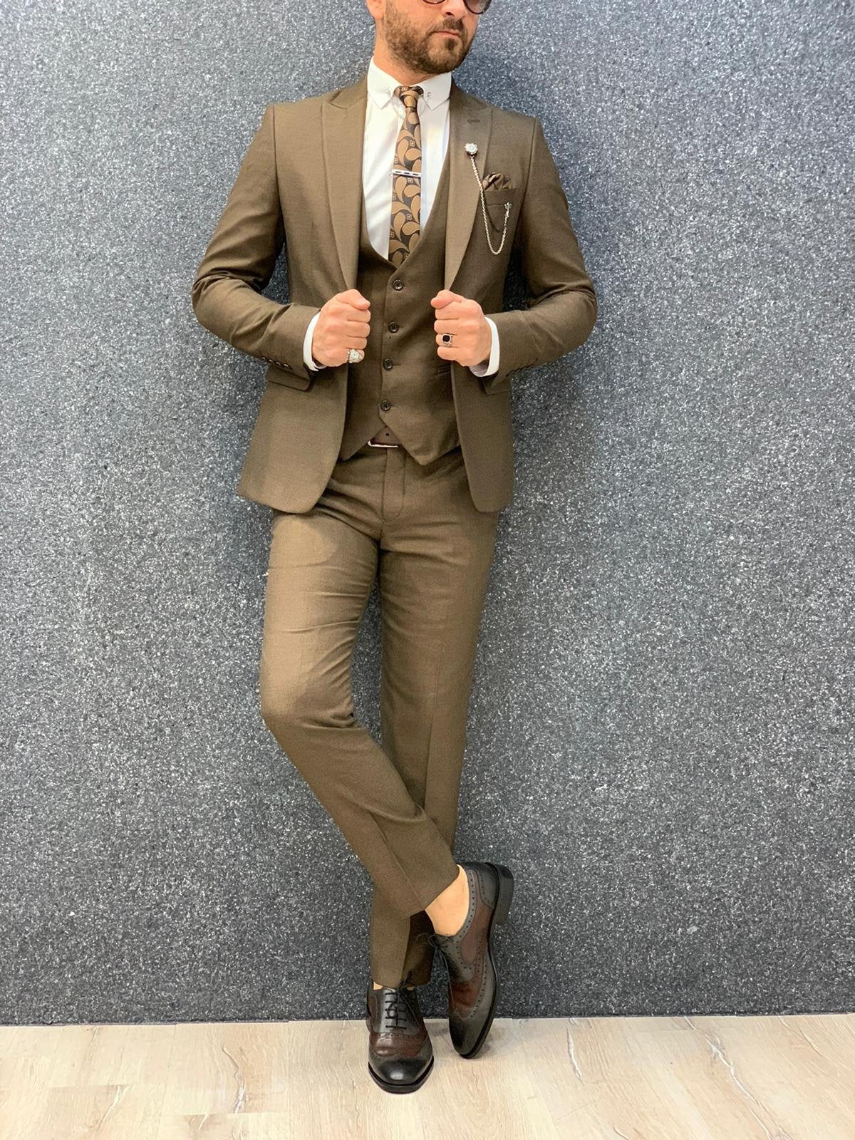 Kan Brown Slim Fit Wool Suit-baagr.myshopify.com-1-BOJONI