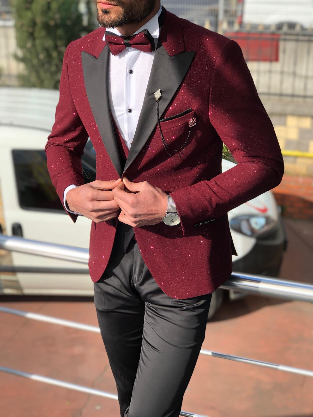 Slim-Fit Tuxedo Suit Claret Red II-baagr.myshopify.com-suit-BOJONI