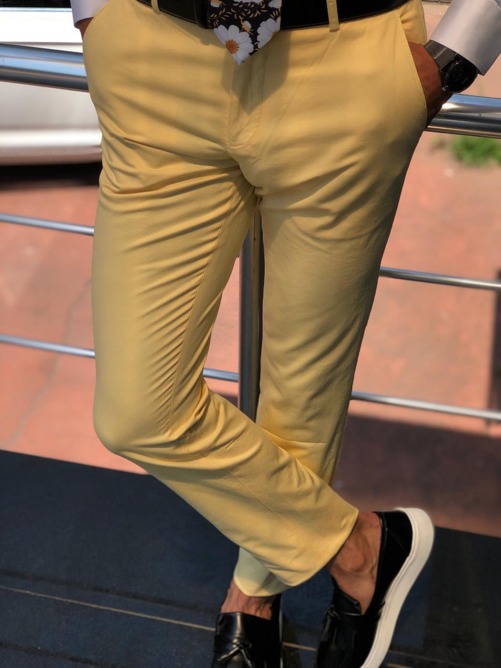 Gardi Slim-fit cotton pants YELLOW-baagr.myshopify.com-Pants-BOJONI