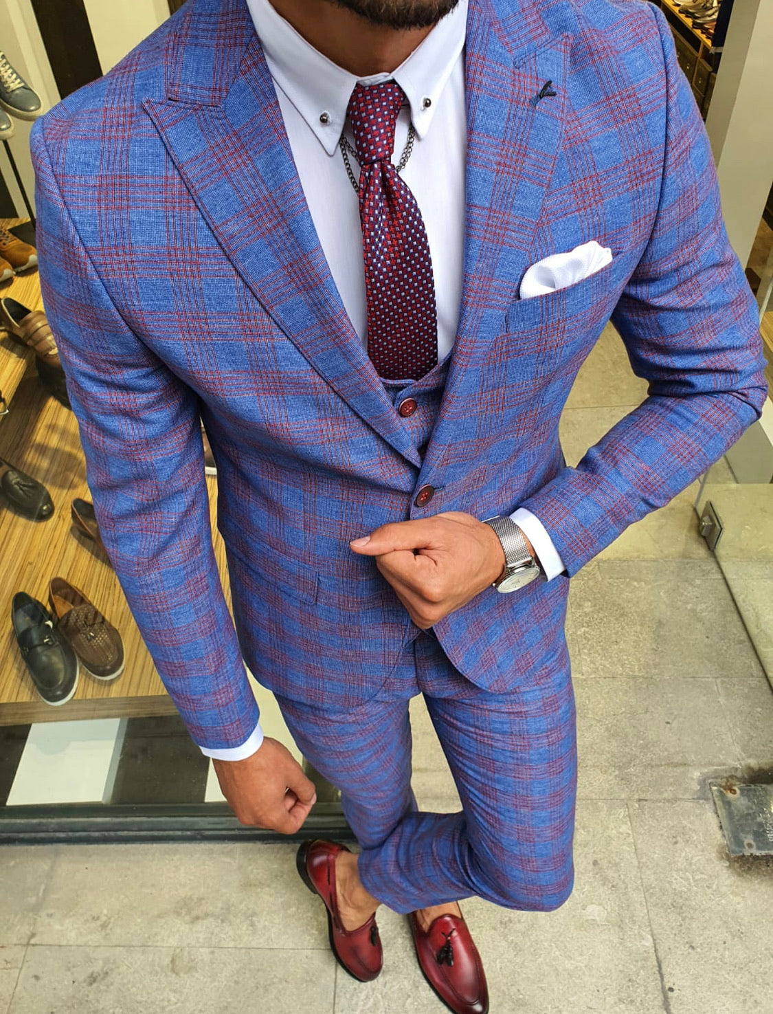 Midvale Sax Slim Fit Plaid Suit-baagr.myshopify.com-suit-brabion