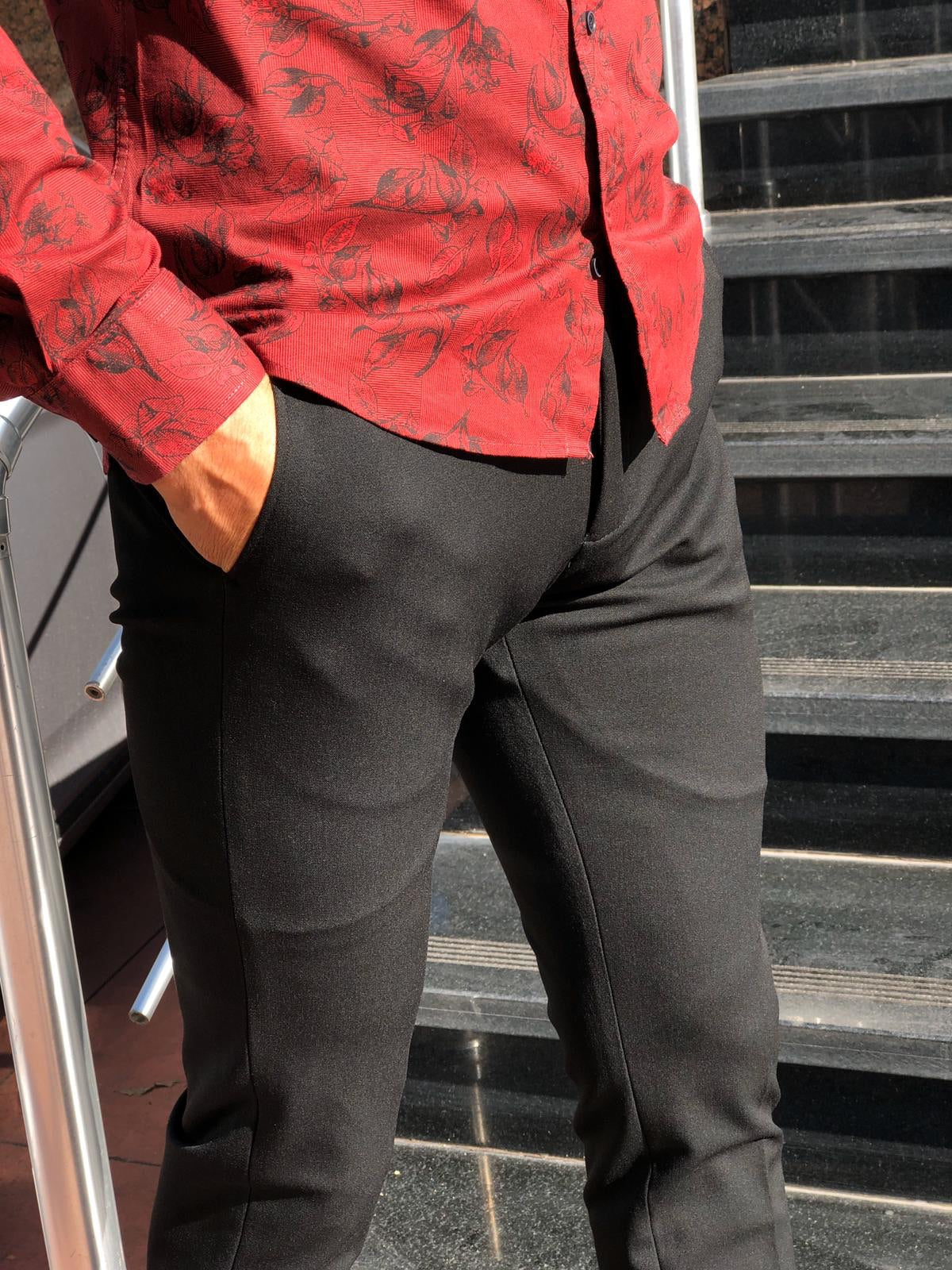 Super Slim-fit Fabric Pants Black-baagr.myshopify.com-Pants-BOJONI