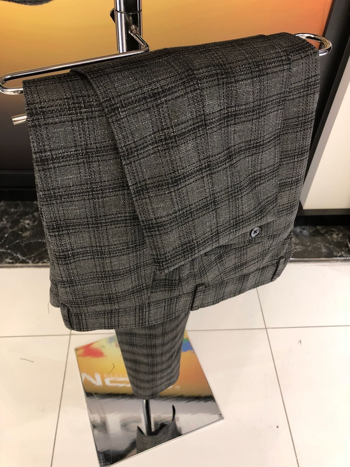 Slim-Fit Plaid Suit Vest Gray-baagr.myshopify.com-suit-BOJONI