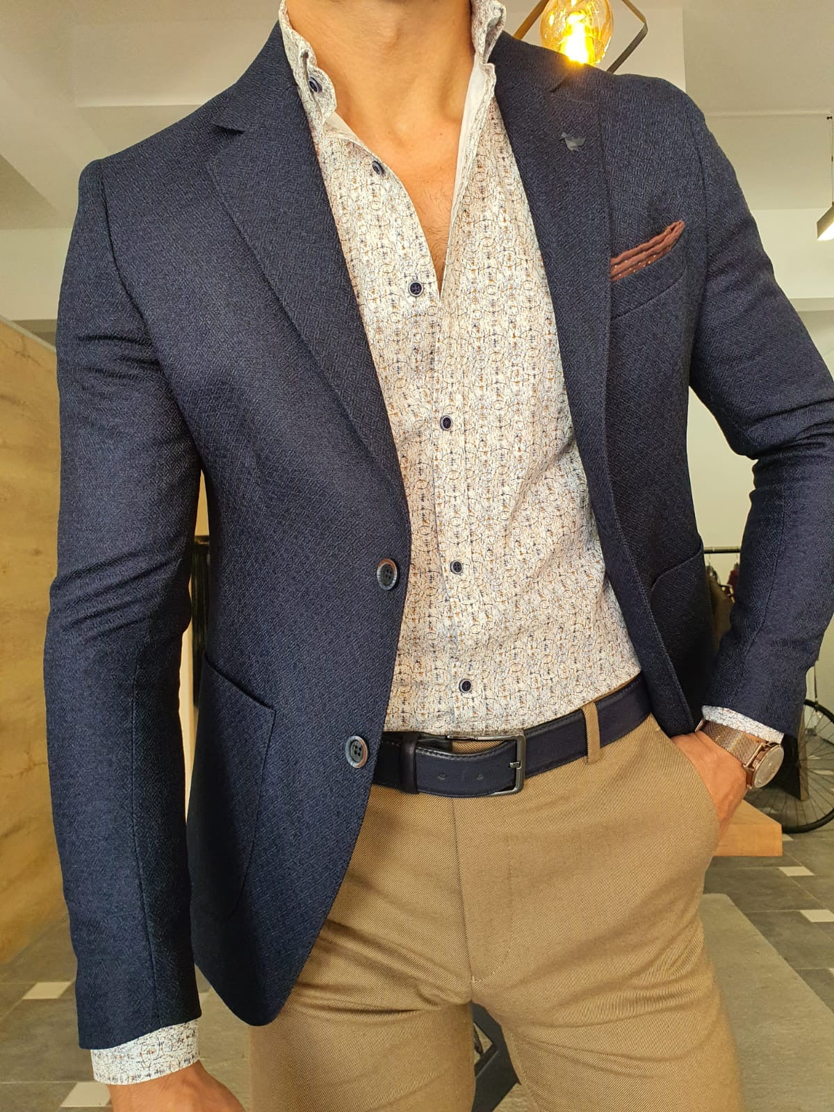 Severi Navy Blue Slim Fit Blazer-baagr.myshopify.com-blazers-BOJONI